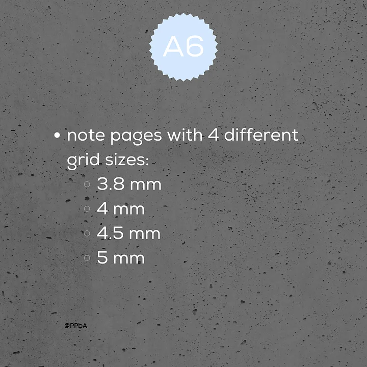 grid note pages - A6 - various grid sizes - 3.8/4/4.5/5 mm product image (2)