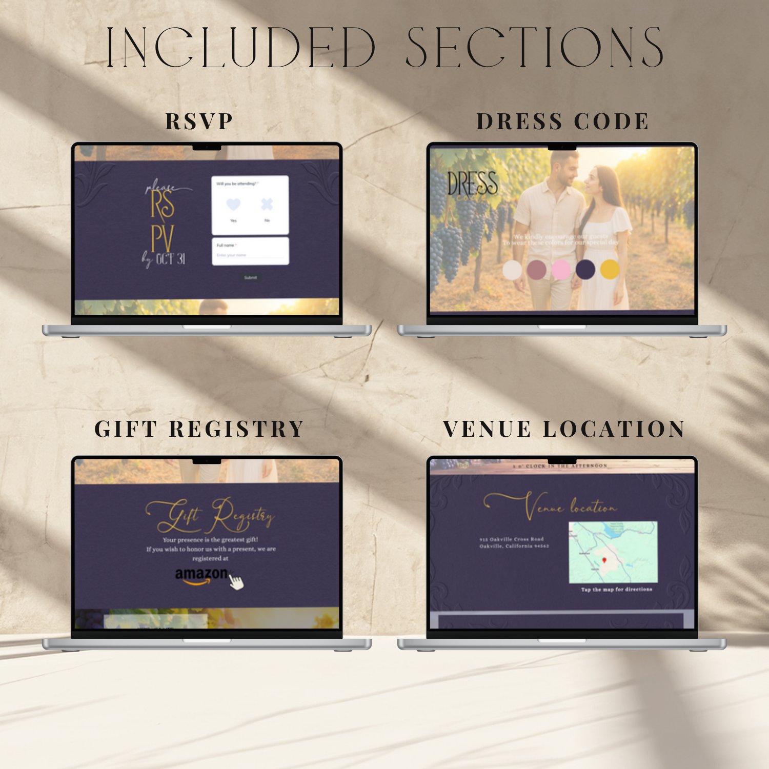 Vineyard Vows Wedding Website Template | Elegant Winery Theme | Editable Canva Template | Rustic Wine Wedding Website | RSVP Included product image (4)