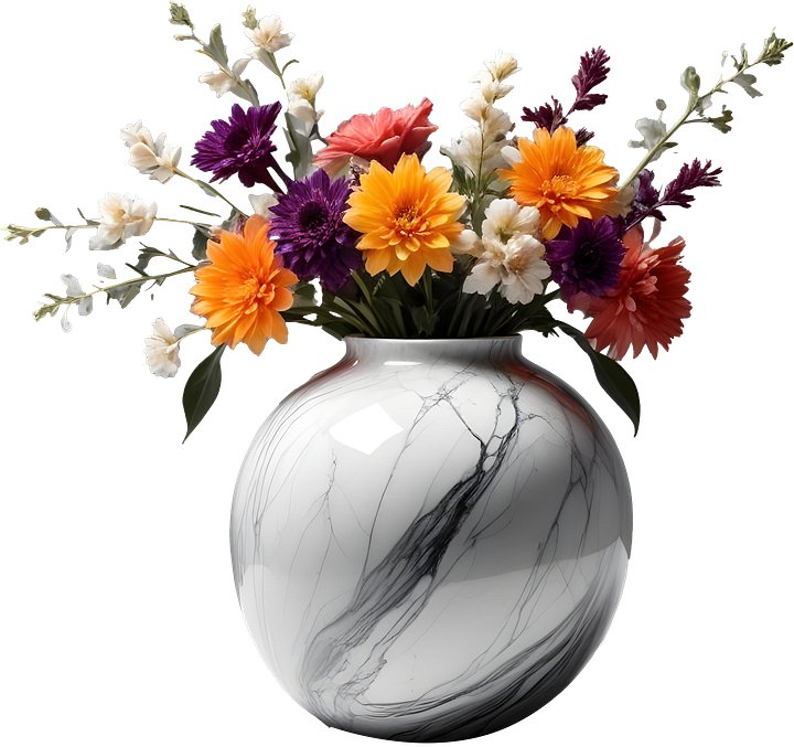 Shabby Chic – Marble Eternal Vase with Vibrant Floral Arrangement png product image (1)