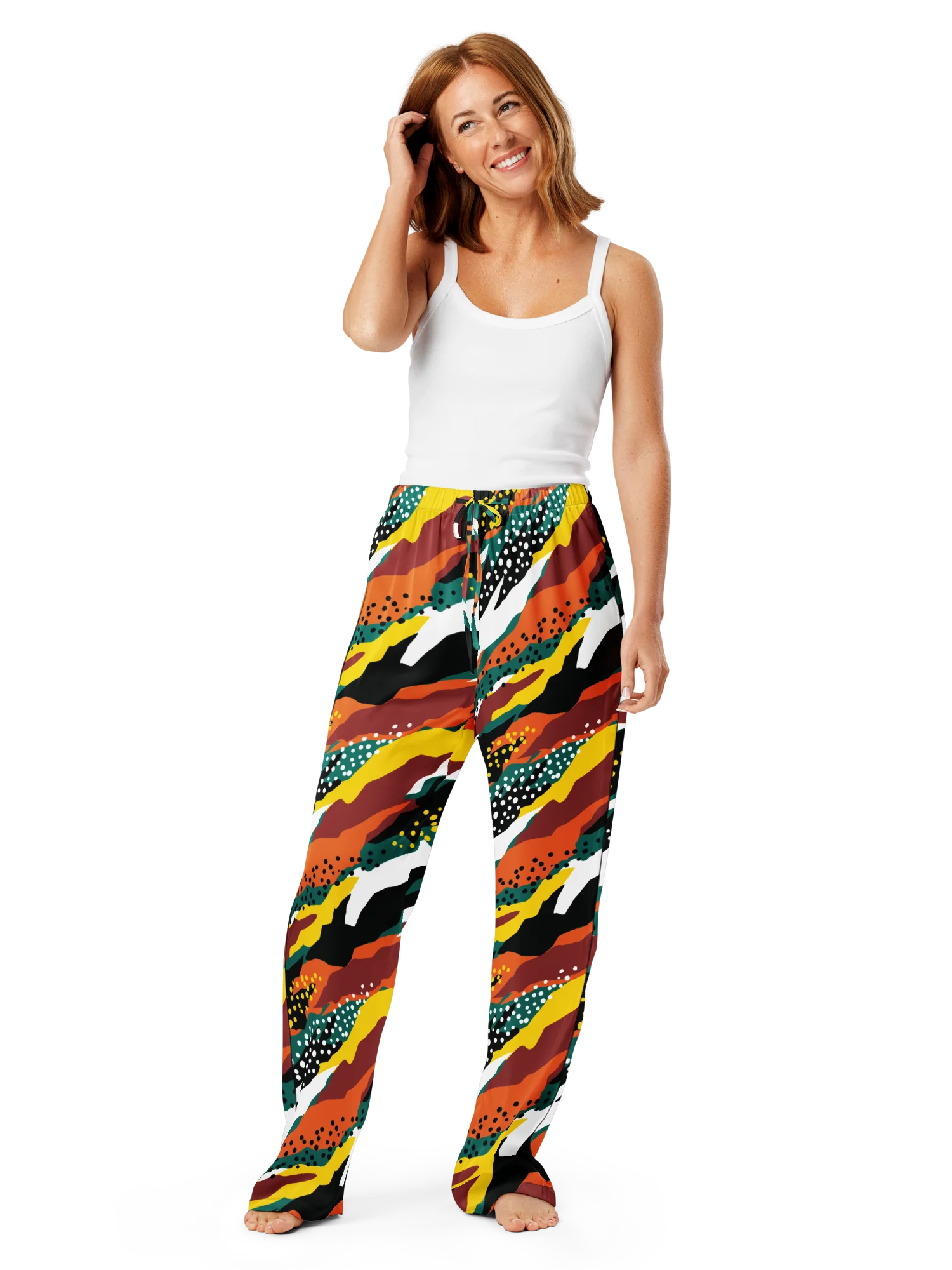 Terracotta & Teal Abstract Safari Pattern | Vibrant All-Over Print Women's Pajama Pants product image (2)