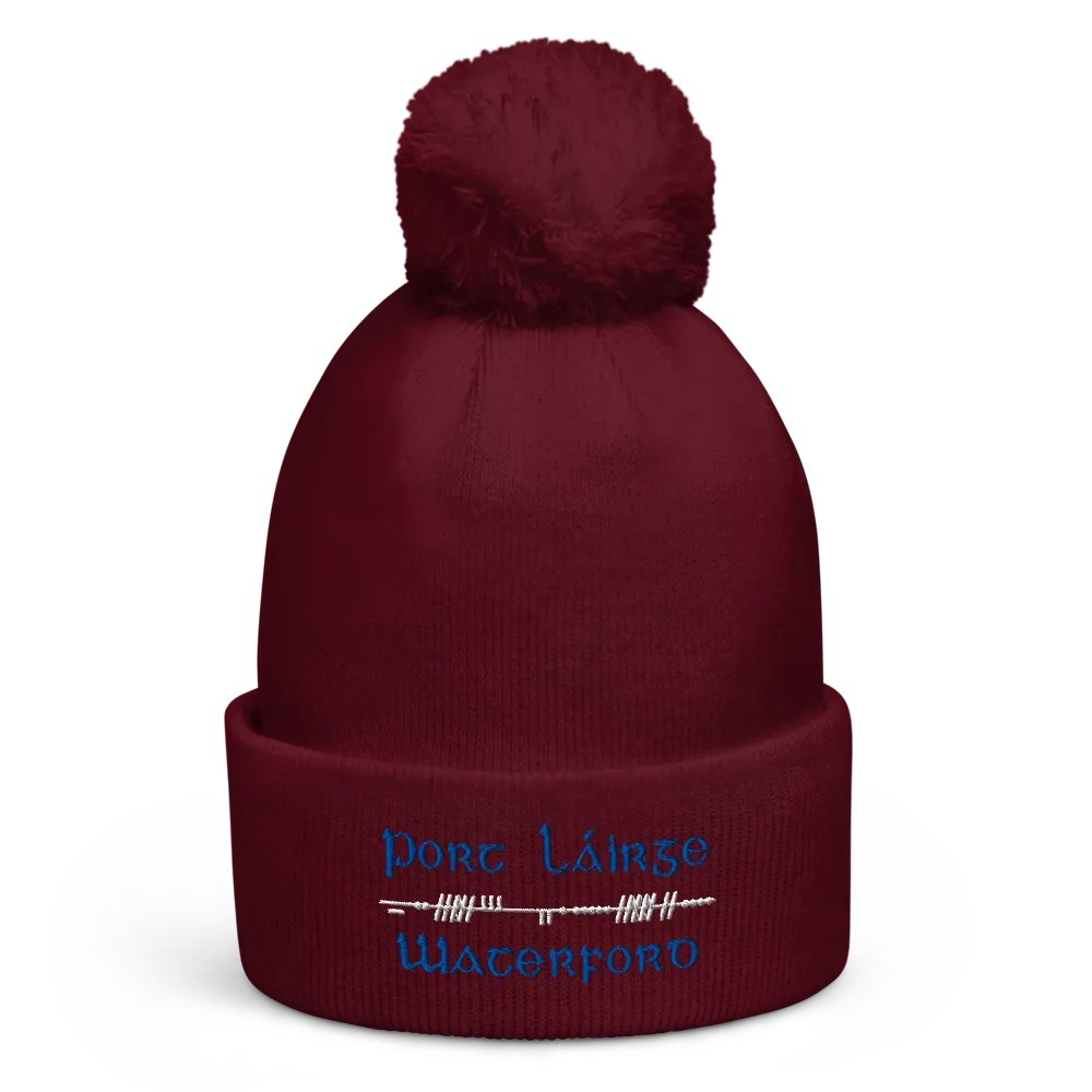 Waterford/Port Láirge, Scholastic style Ogham, embroidered Pom-Pom Beanie product image (2)