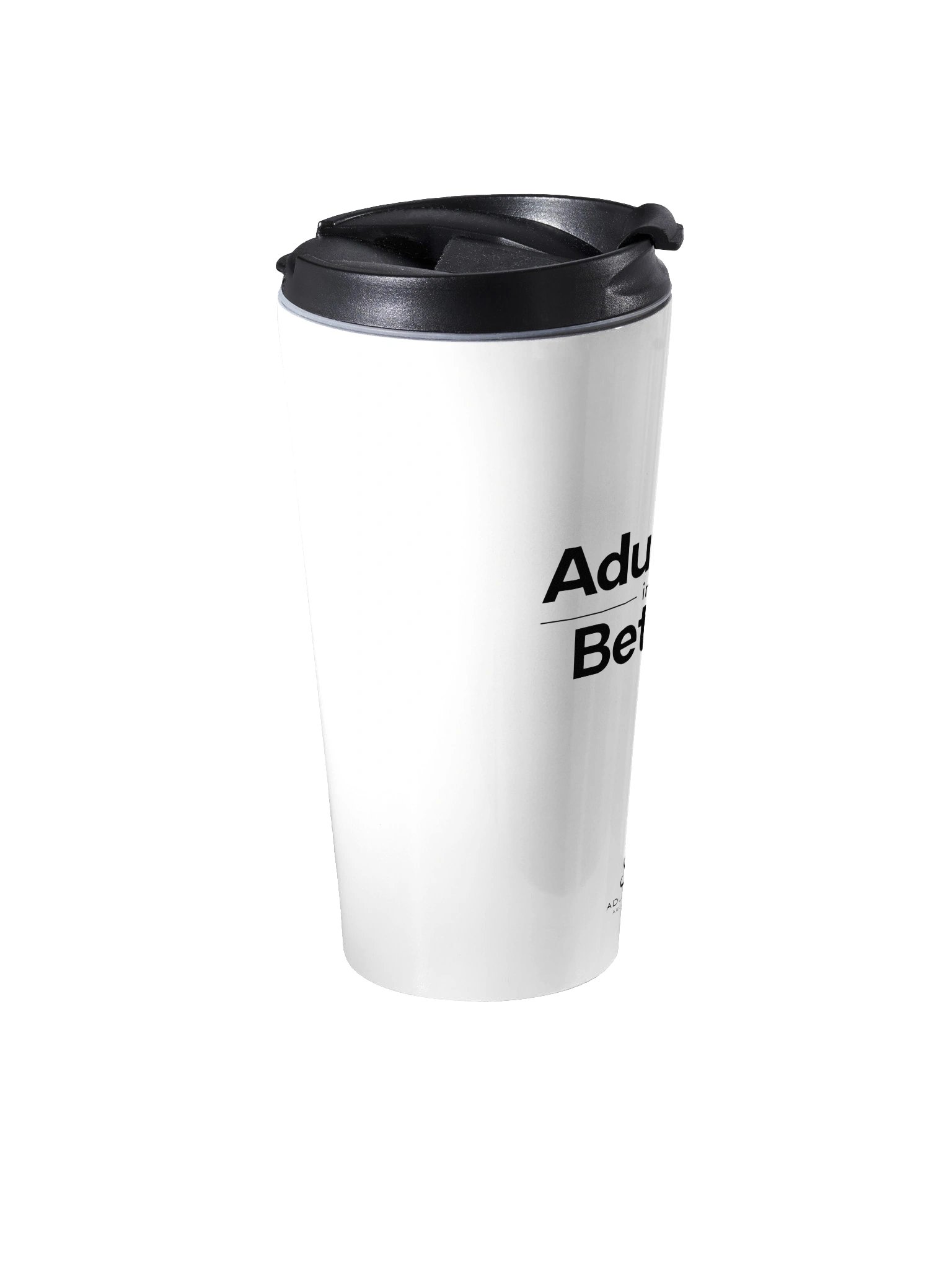 “Adulting in Beta v0.1” — White Stainless Steel Travel Mug product image (2)