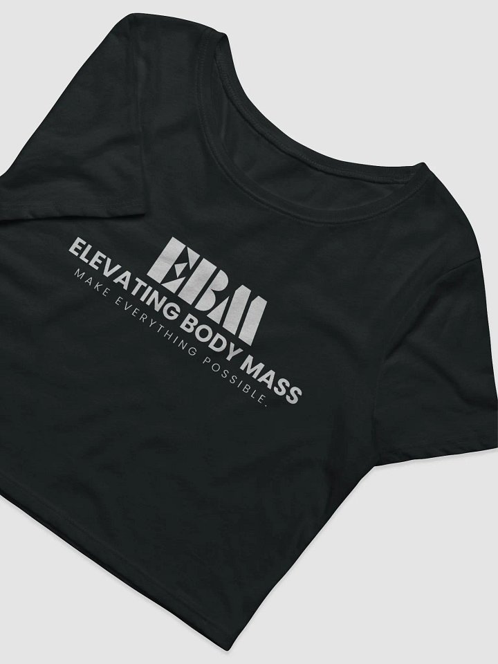 EBM Black Women's Crop Baby Tee (White Logo) product image (2)