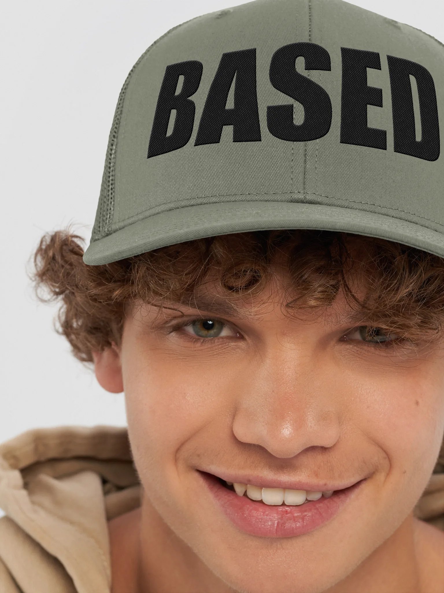 BASED. Trucker Hat (Black Font) | Christian Stoic Blog