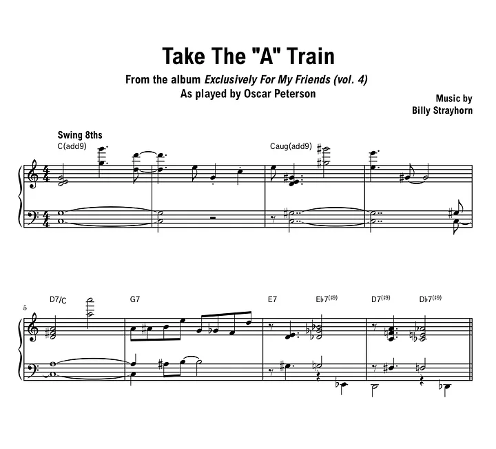 Oscar Peterson - Take The A Train (Exclusively for My Friends vol. 4) - Sheet music (PDF) product image (1)