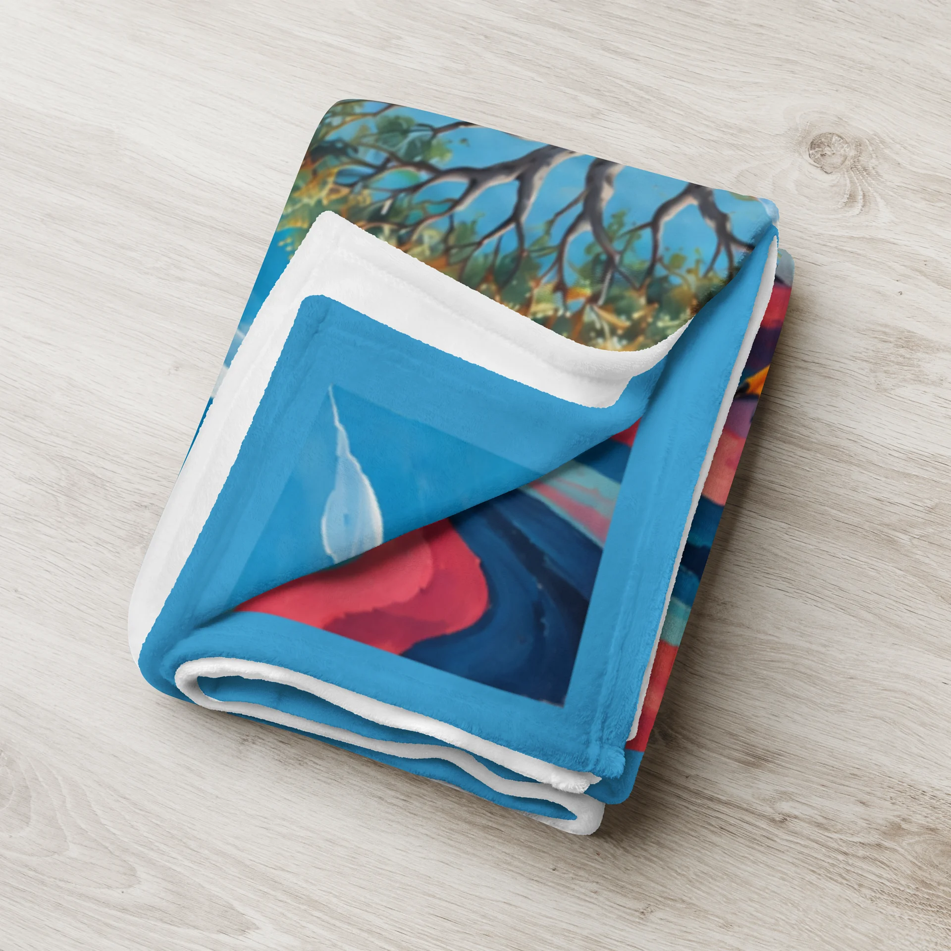 The Grand Penguin Procession – Surreal Floral Blanket product image (4)