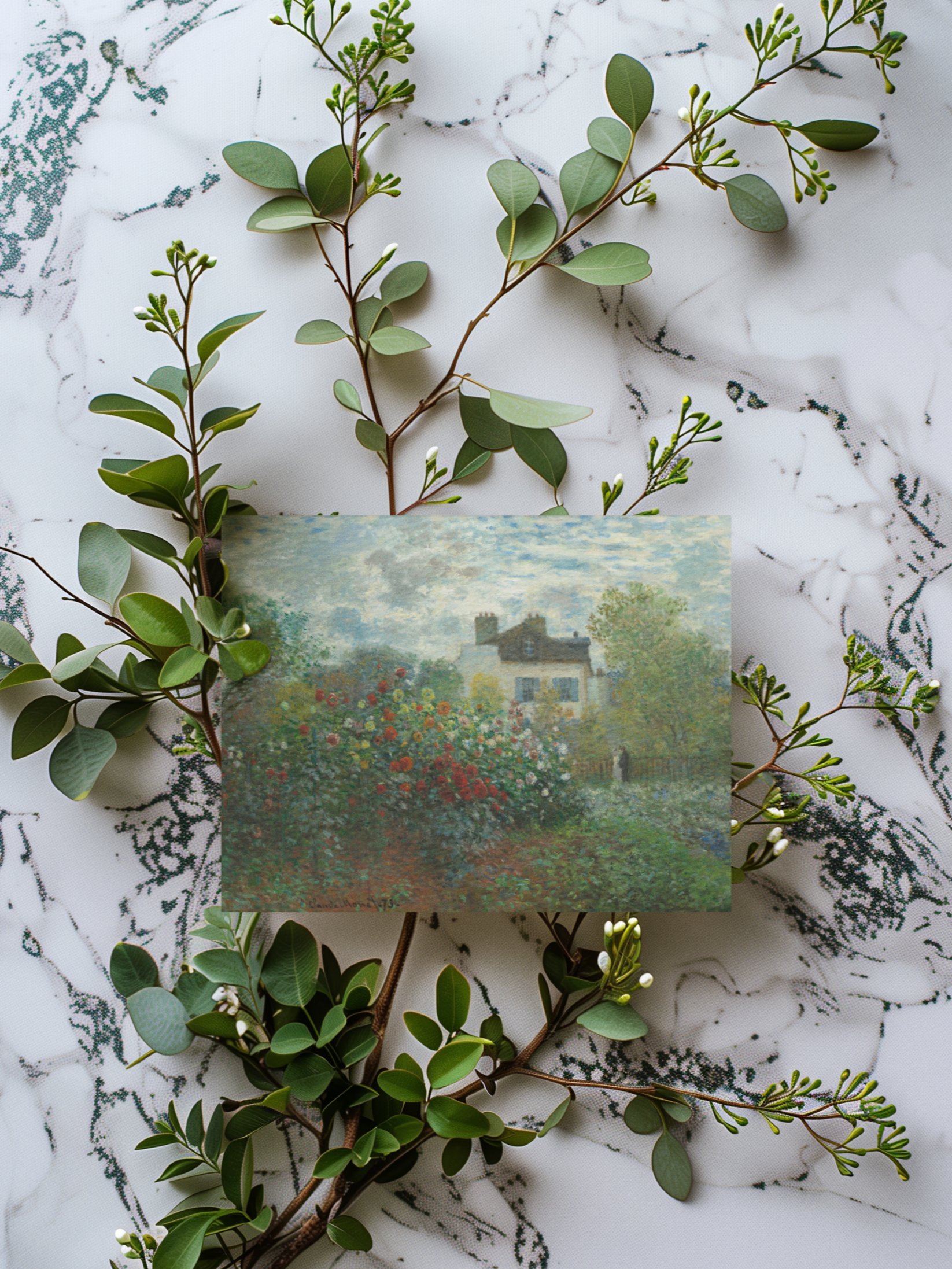 The Artist's Garden in Argenteuil (A Corner of the Garden with Dahlias) Greeting Card product image (1)