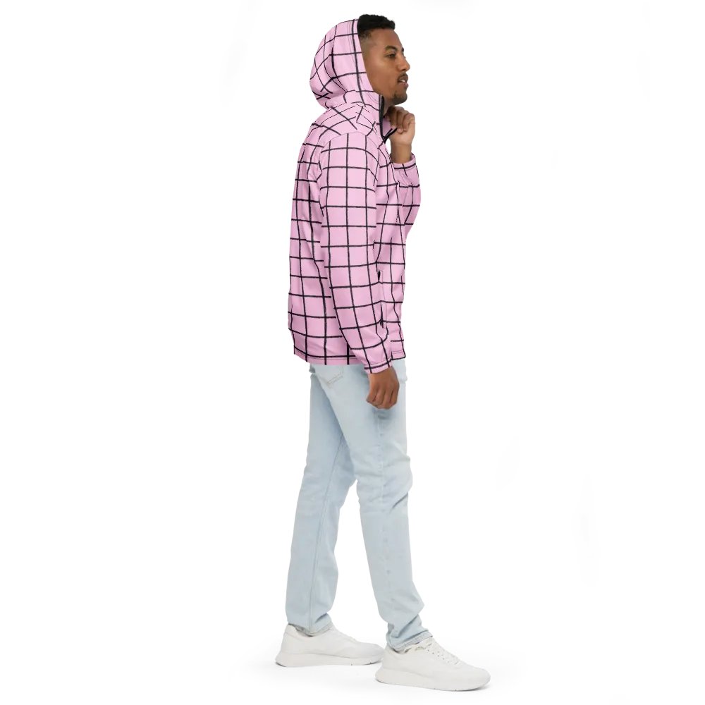 Pink Grid Men's Windbreaker product image (2)
