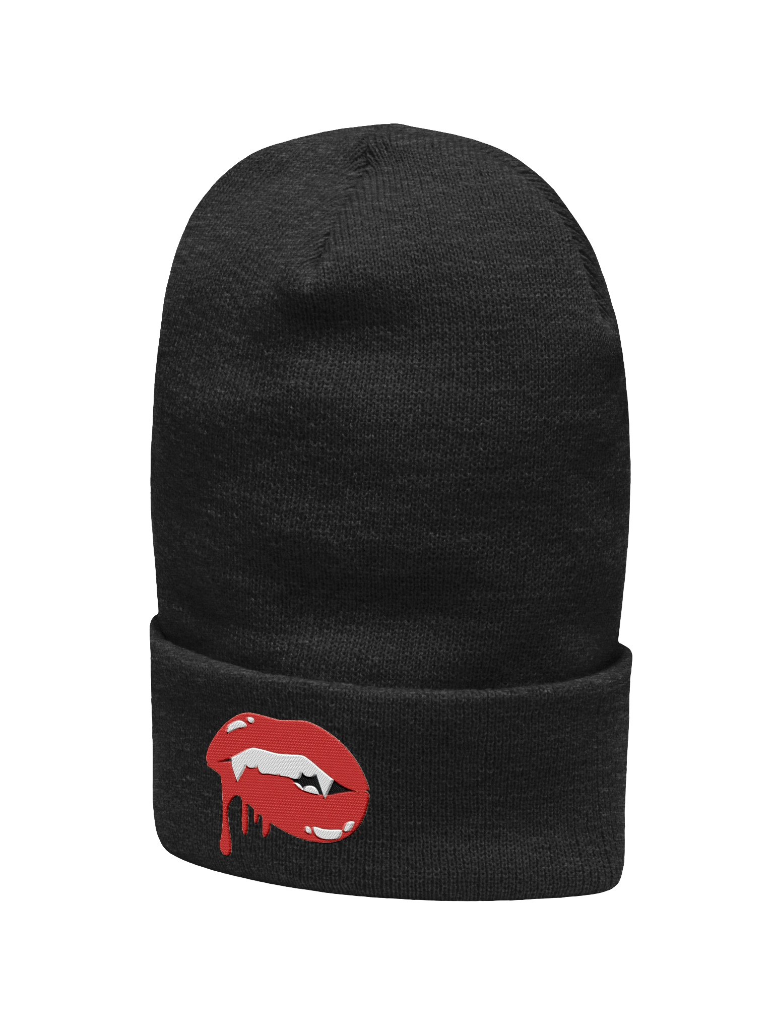 "Lip-Bite" Cuffed Beanie (Embroidered) product image (5)