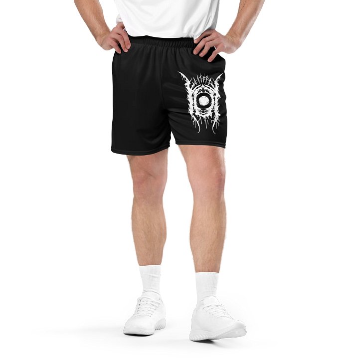 White Emblem Mesh Shorts product image (2)