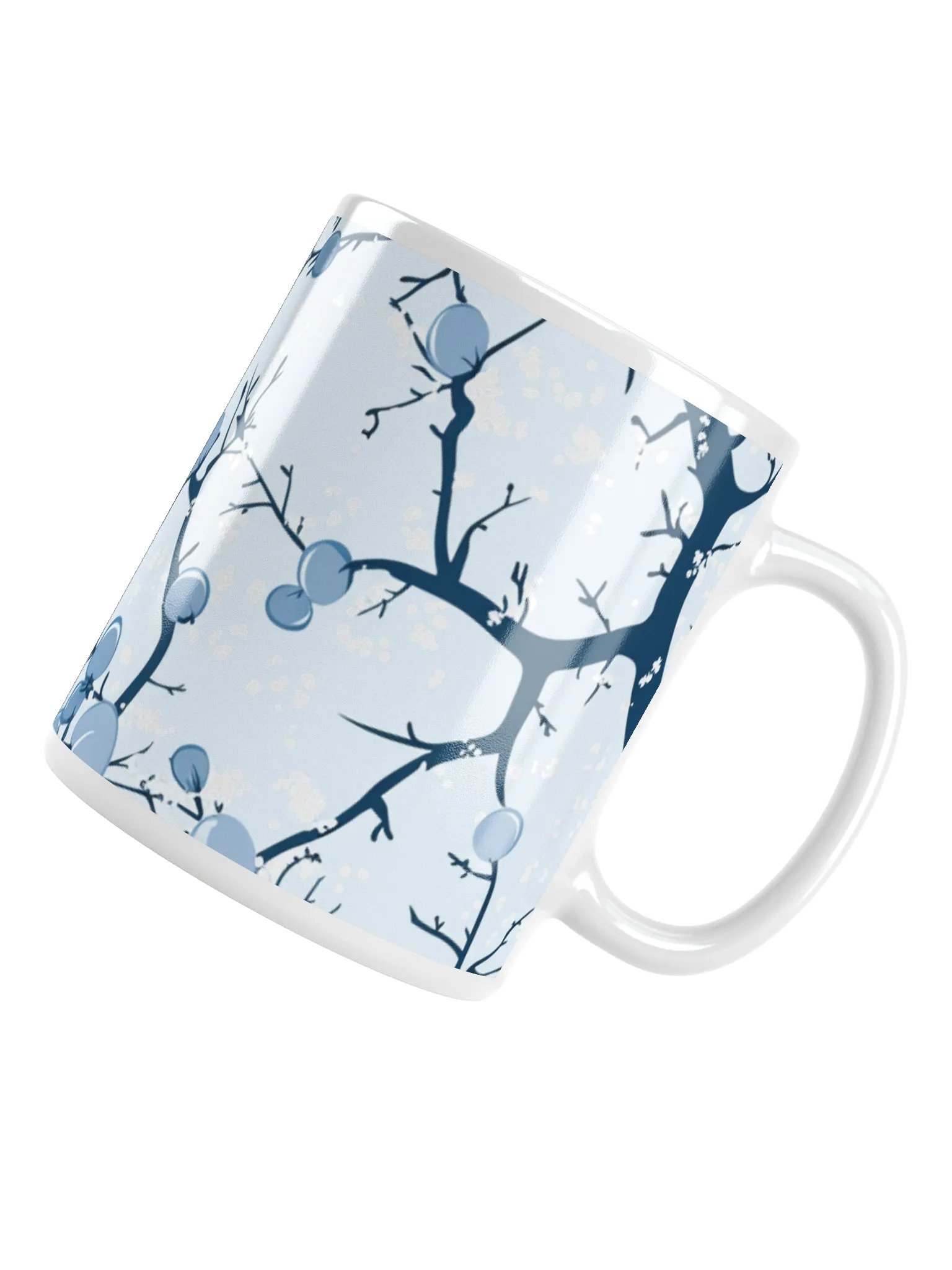 Light Blue and White Floral White Glossy Ceramic Mug by Treasure Pie product image (4)
