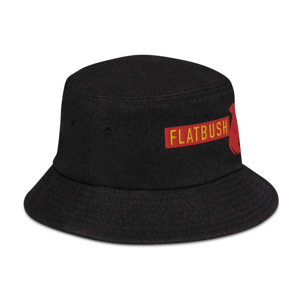 Flatbush denim bucket hat with embroidered staffordshirer terrier product image (3)
