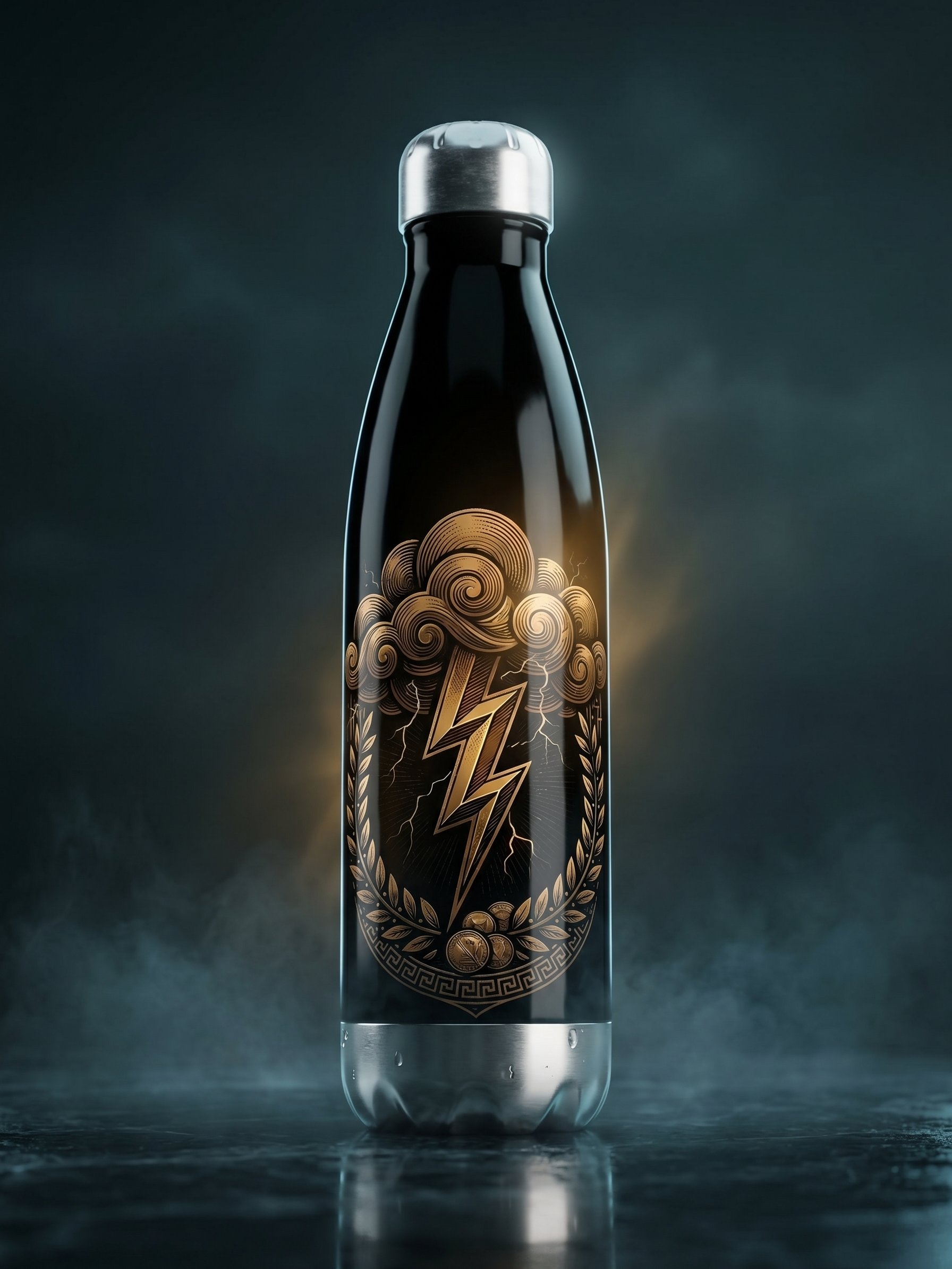 Zeus Lightning Bolt Stainless Steel Water Bottle – Greek Mythology Thunder Design product image (2)