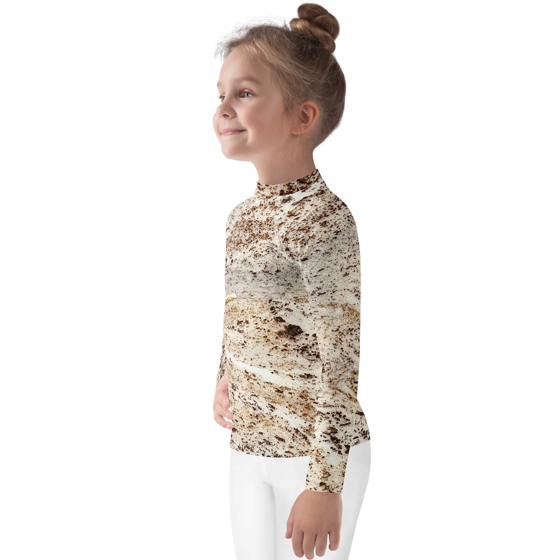 Espresso Swirl Kids All-Over Print Earthy Brown & Cream Swim Rash Guard product image (3)