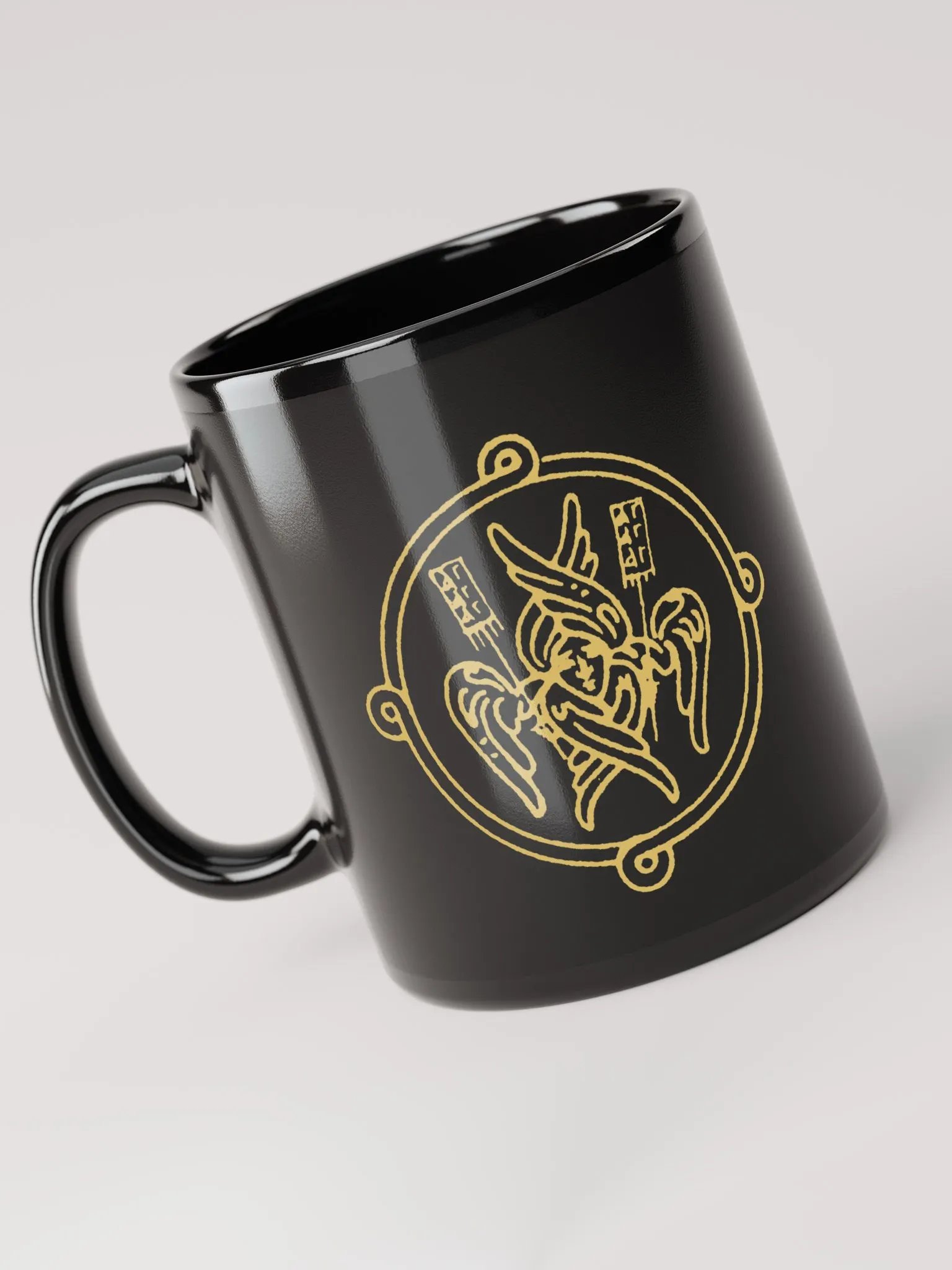Byzantine Cherubim Orthodox Christian Mug – Black Religious Coffee Cup, Faith Gift product image (3)