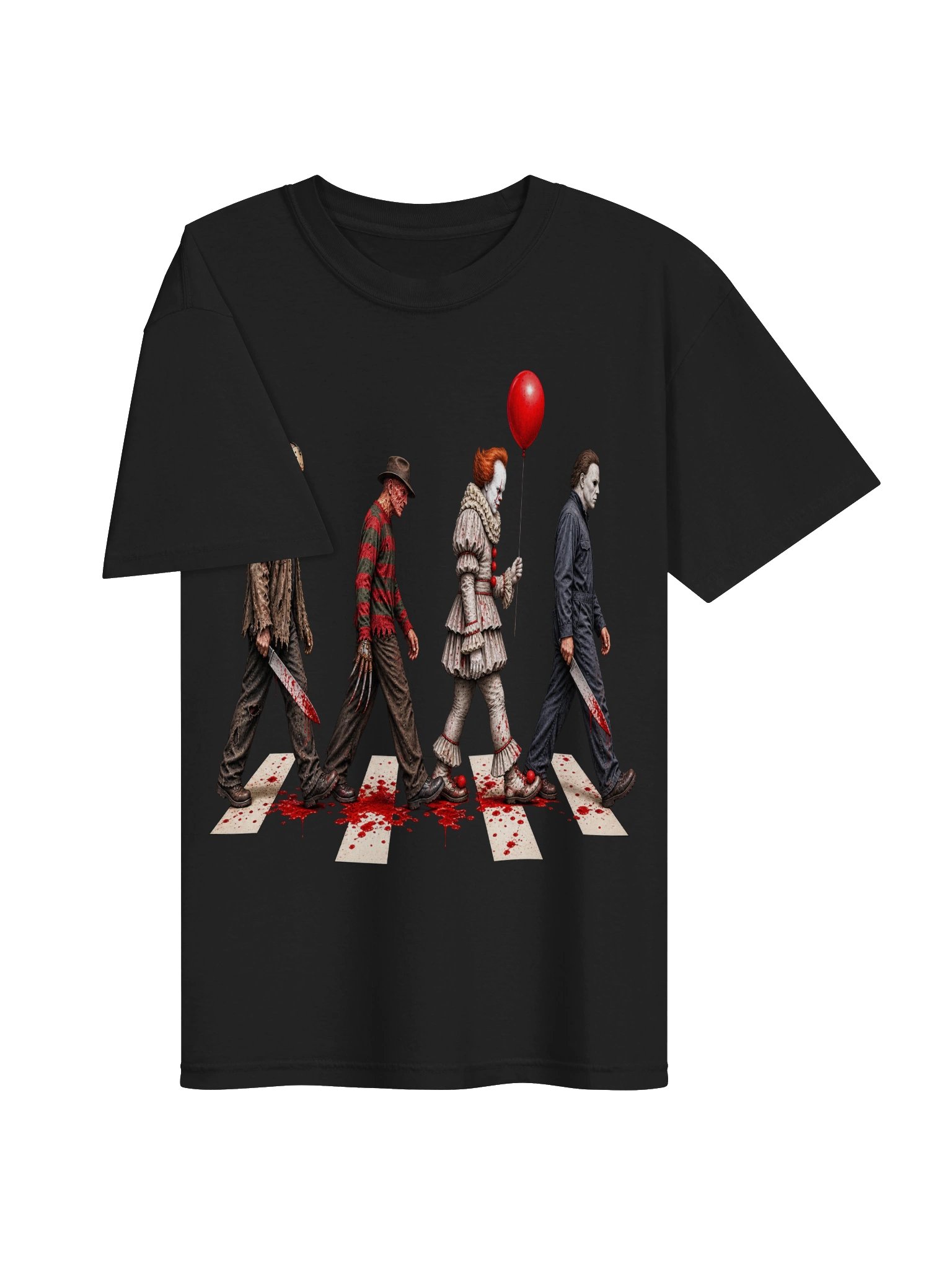 Horror Slashers Abbey Road Graphic T-Shirt | Horror Mashup Graphic Tee product image (3)