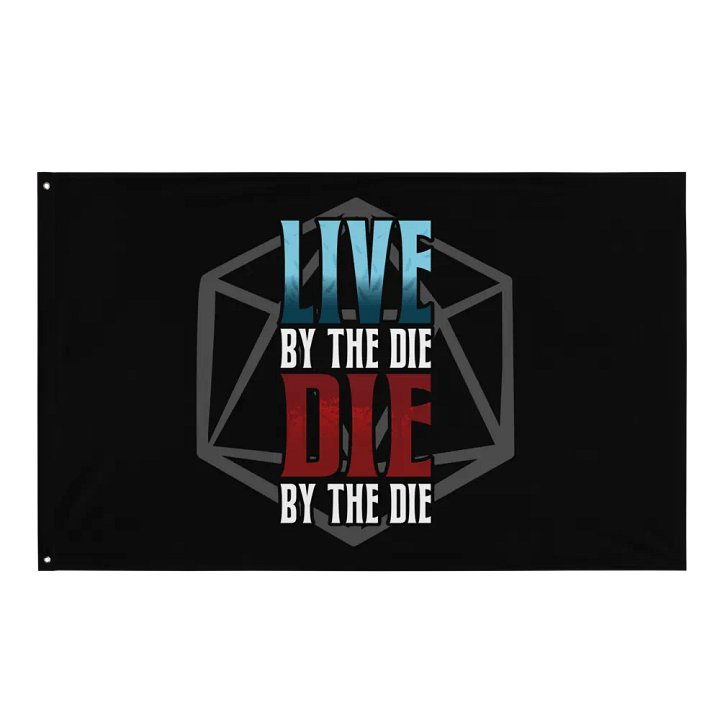 Live by the Die, Die by the Die Horizontal Flag (Black) product image (1)