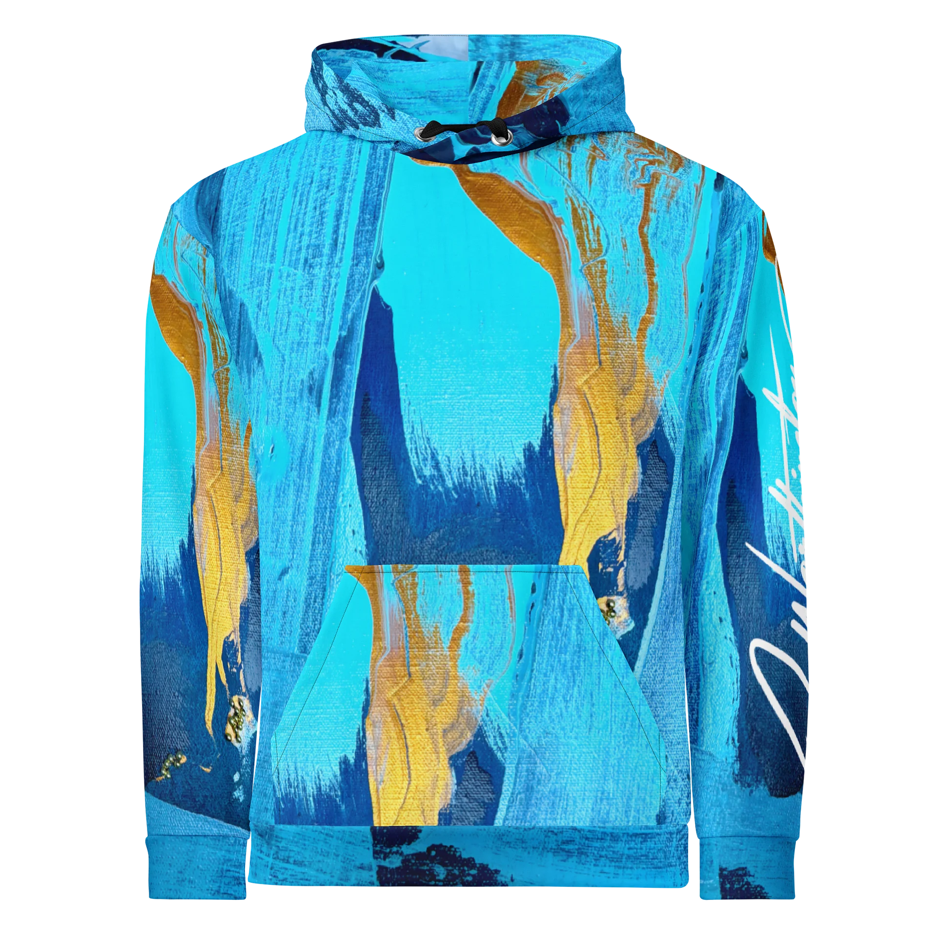 Blue Abstract Drip Art Hoodie product image (1)