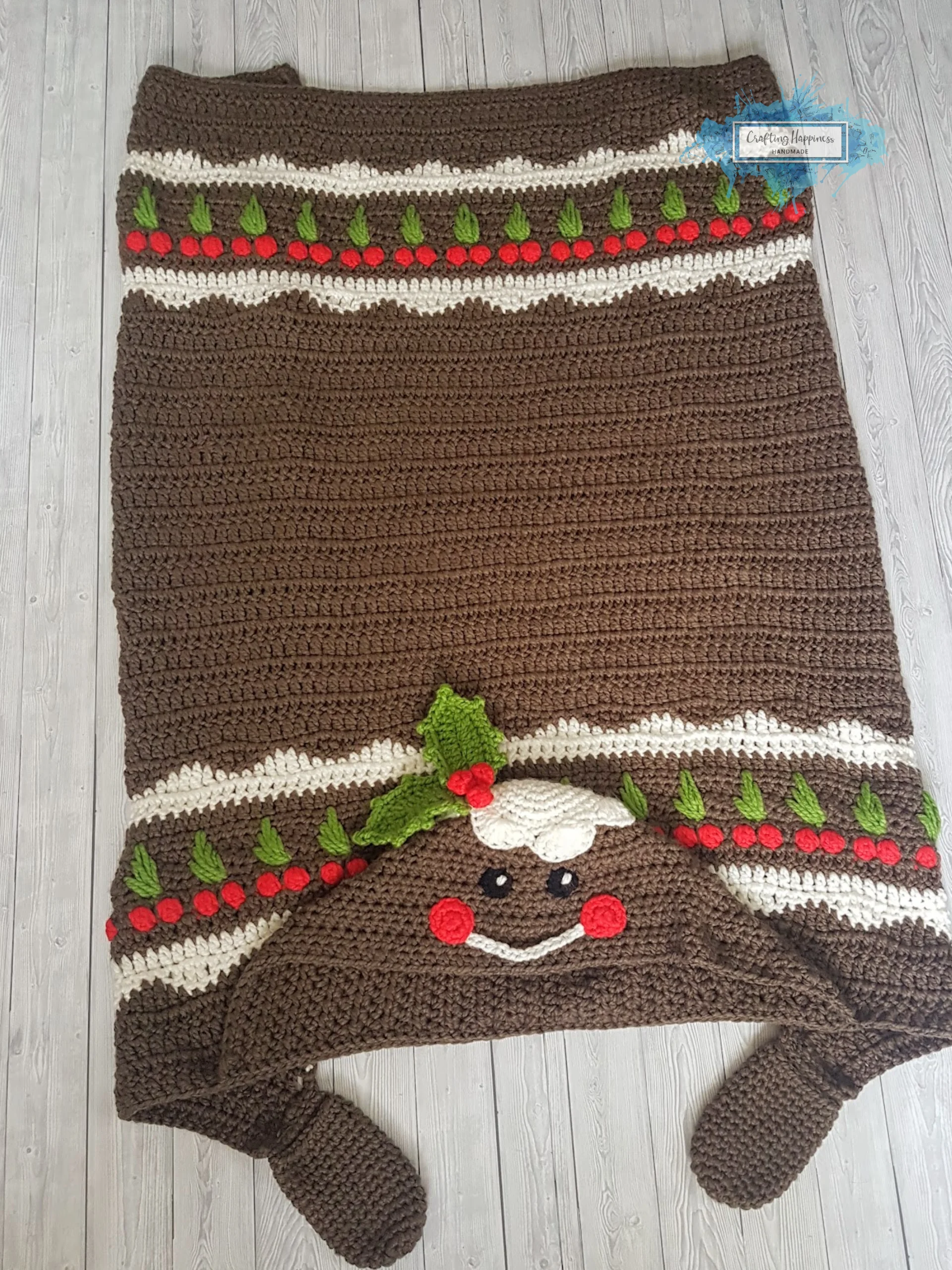Christmas Pudding Crochet Hooded Blanket Pattern, Adult & Child (PDF Pattern) product image (4)