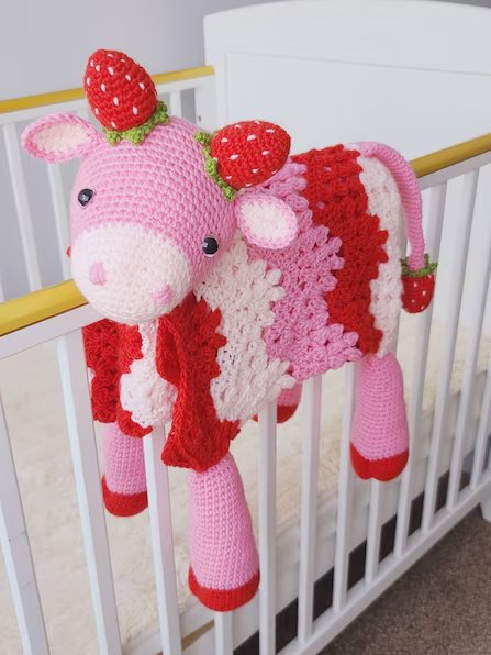 Strawberry Cow Crochet Baby Blanket Pattern - Amigurumi Afghan PDF Pattern - Crafting Happiness product image (7)