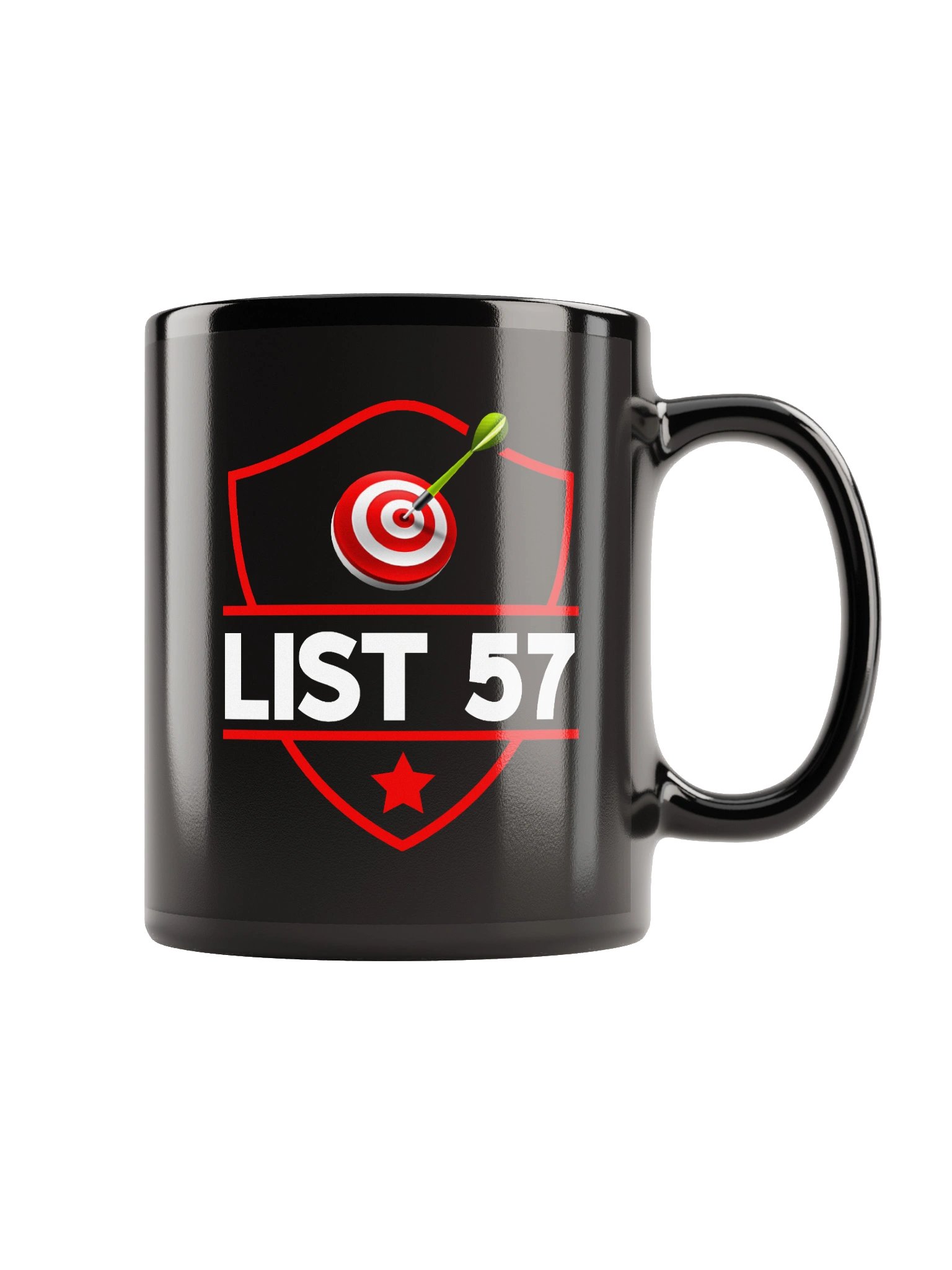 List 57 Black Mug Shield Target Design Sports Number Graphic Printed Ceramic Coffee Cup Unisex Drinkware Retro Style Kitchen Office Use product image (1)