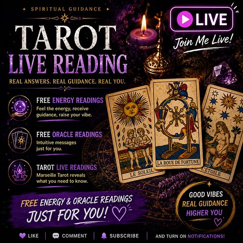 🔮 Join us on YouTube live  stream for FREE Energy Readings, Oracle Readings, and Short personal live Tarot Readings. 
Check o...