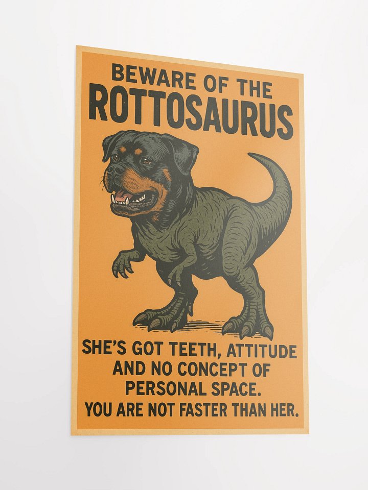 Beware of the Rottosaurus WARNING POSTER (SHE VERSION) product image (5)