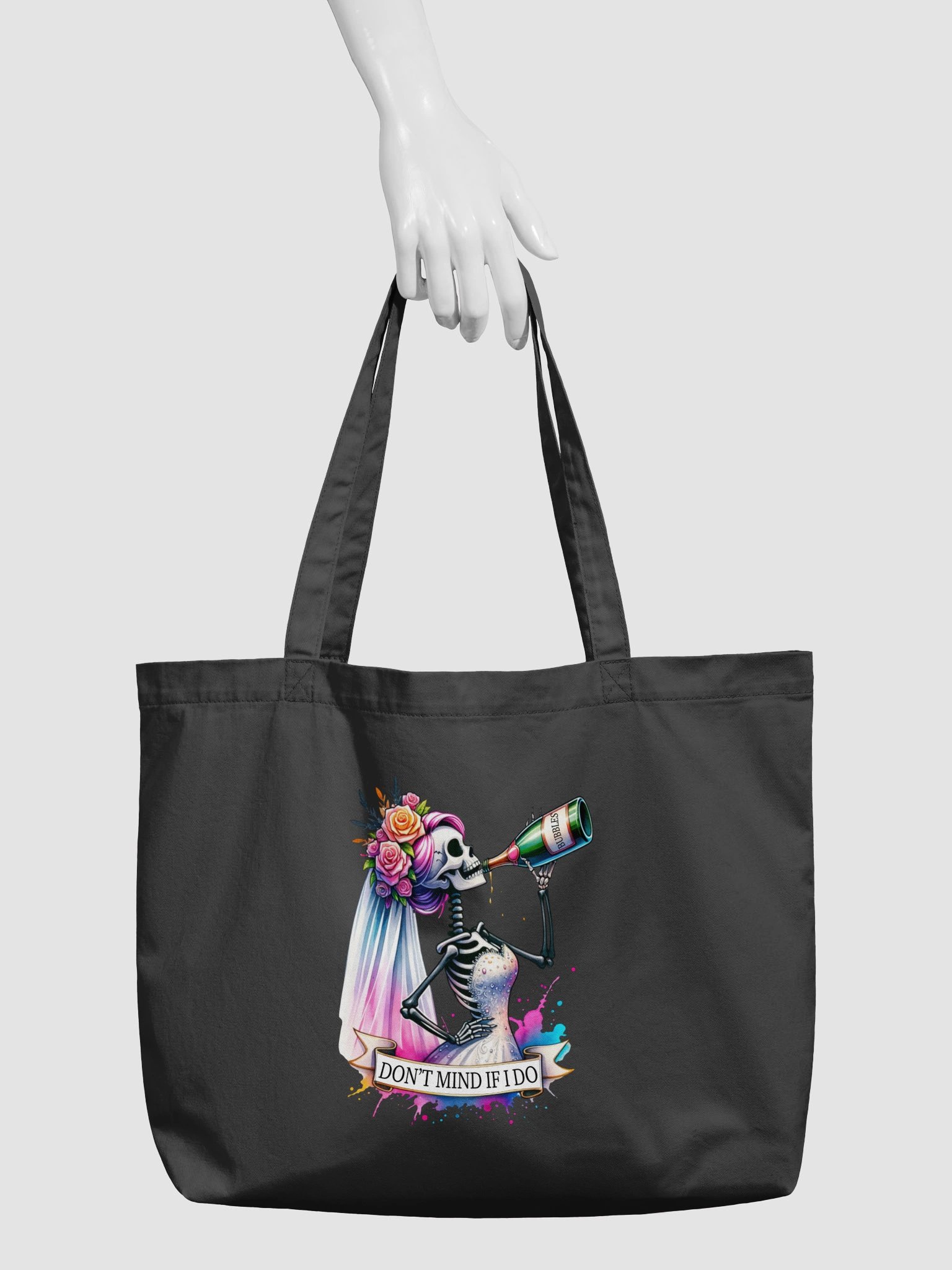 Don't Mind If I Do Skeleton Bride Tote Bag | Funny Bridal Wedding Bag product image (6)