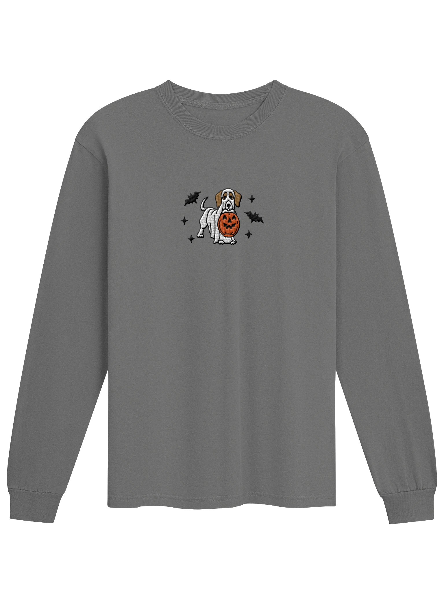 Halloween Dachshund(Pied, Brown) Embroidered Long-sleeved T-Shirt product image (4)