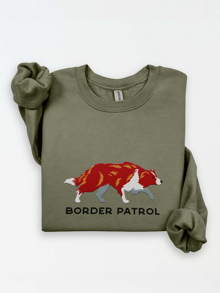 Border Patrol Sweatshirt (Embroidered) of a Border Collie(Red & White) product image (1)