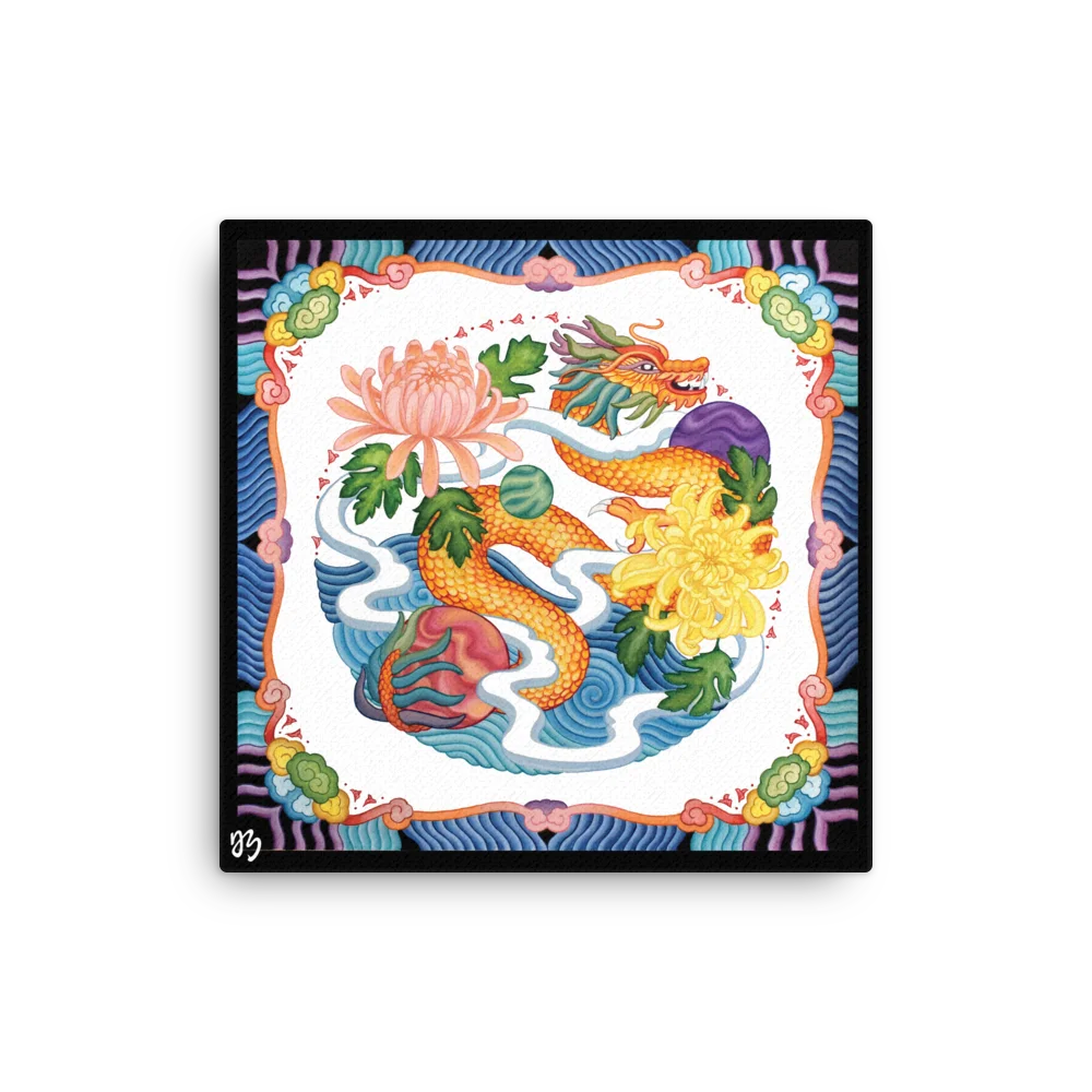 "Dragon & Chrysanthemums" - Full Artwork - Thin Canvas Prints product image (1)