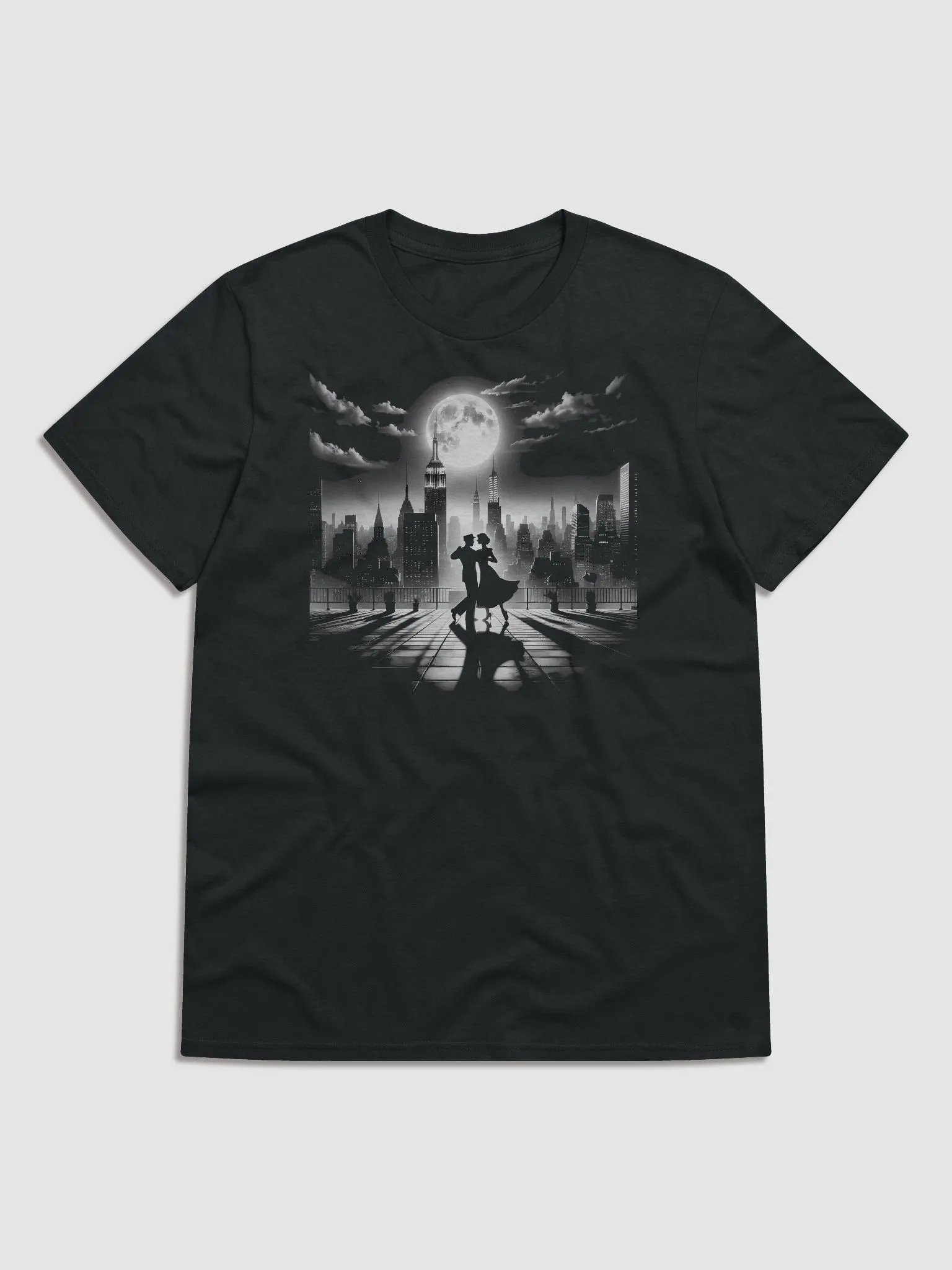 Moonlit Metropolis: A Noir Waltz (Front Print Womens Tee) product image (1)