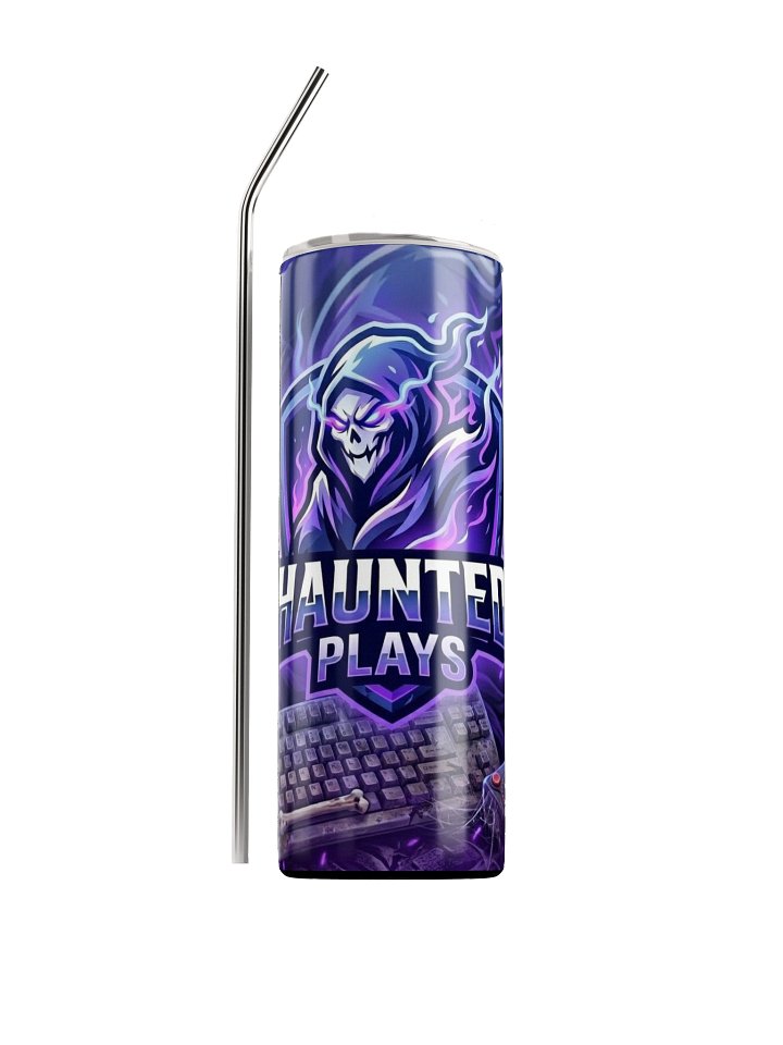 Haunted Plays Gaming Tumbler – 20oz Stainless Steel Skull Design Cup with Straw product image (1)