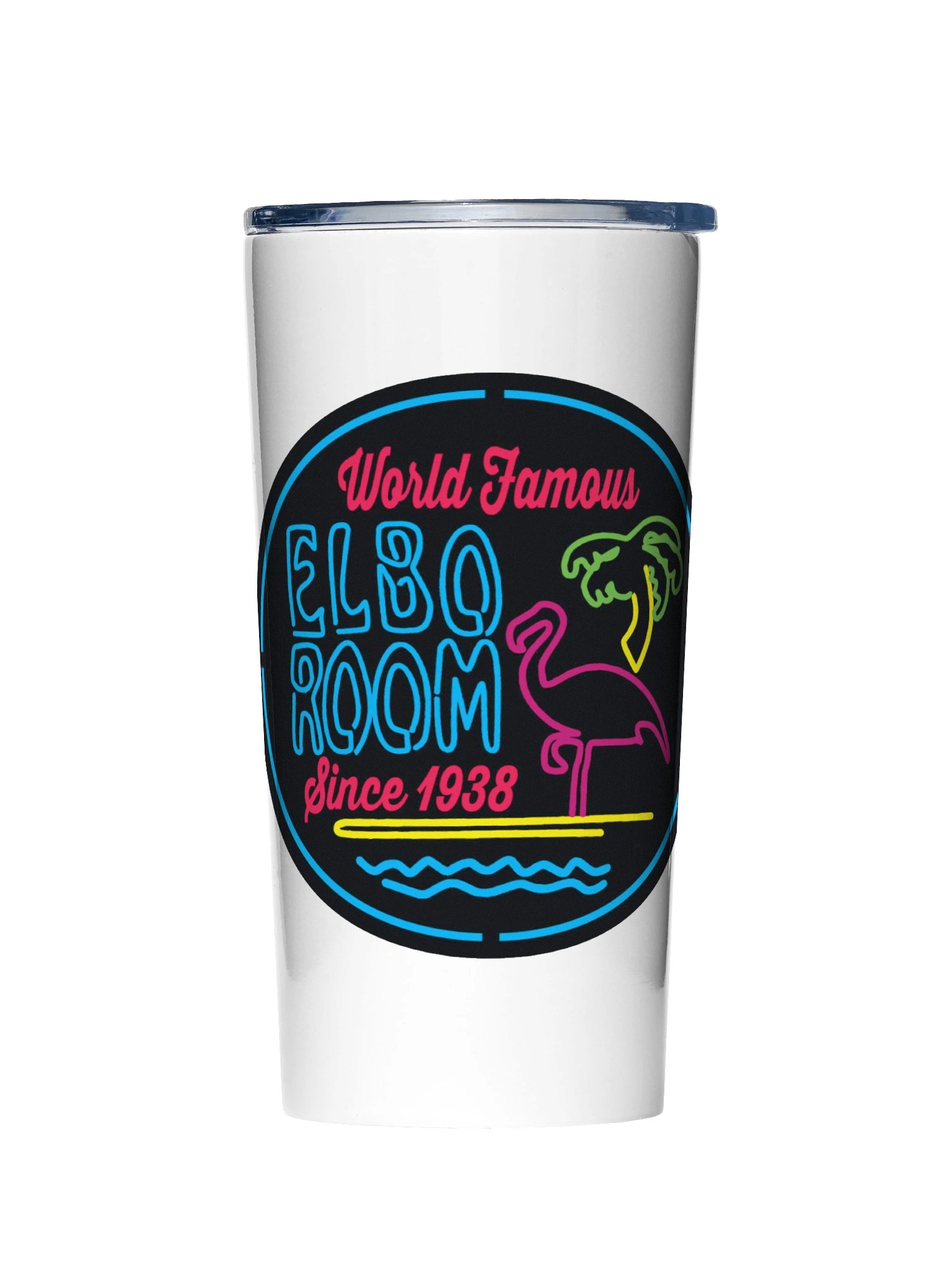 Elbo Room World Famous Neon Flamingo Insulated Tumbler | 20oz White product image (1)