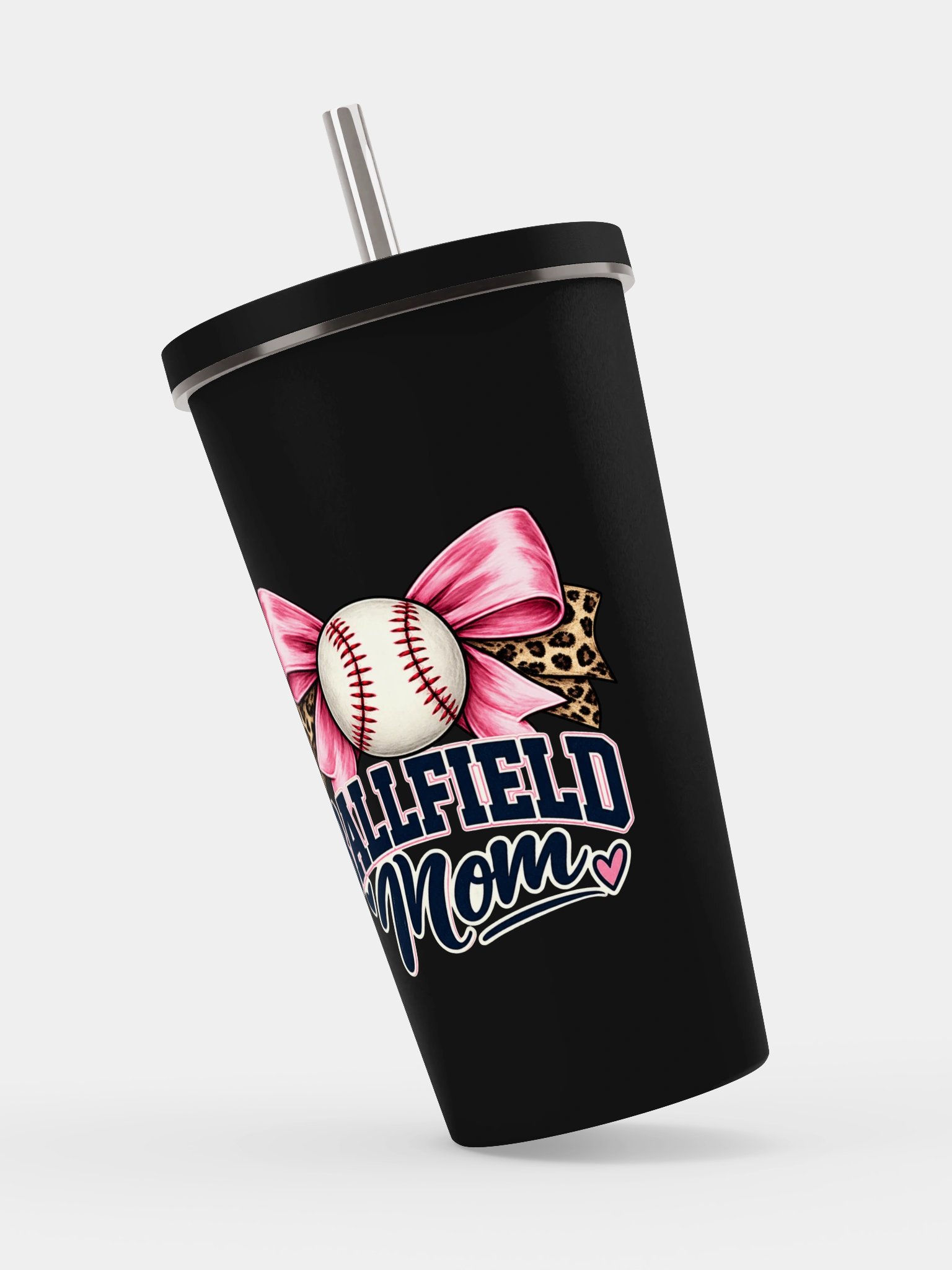 Leopard Bow Softball Tumbler | Ballfield Mom Cup product image (3)