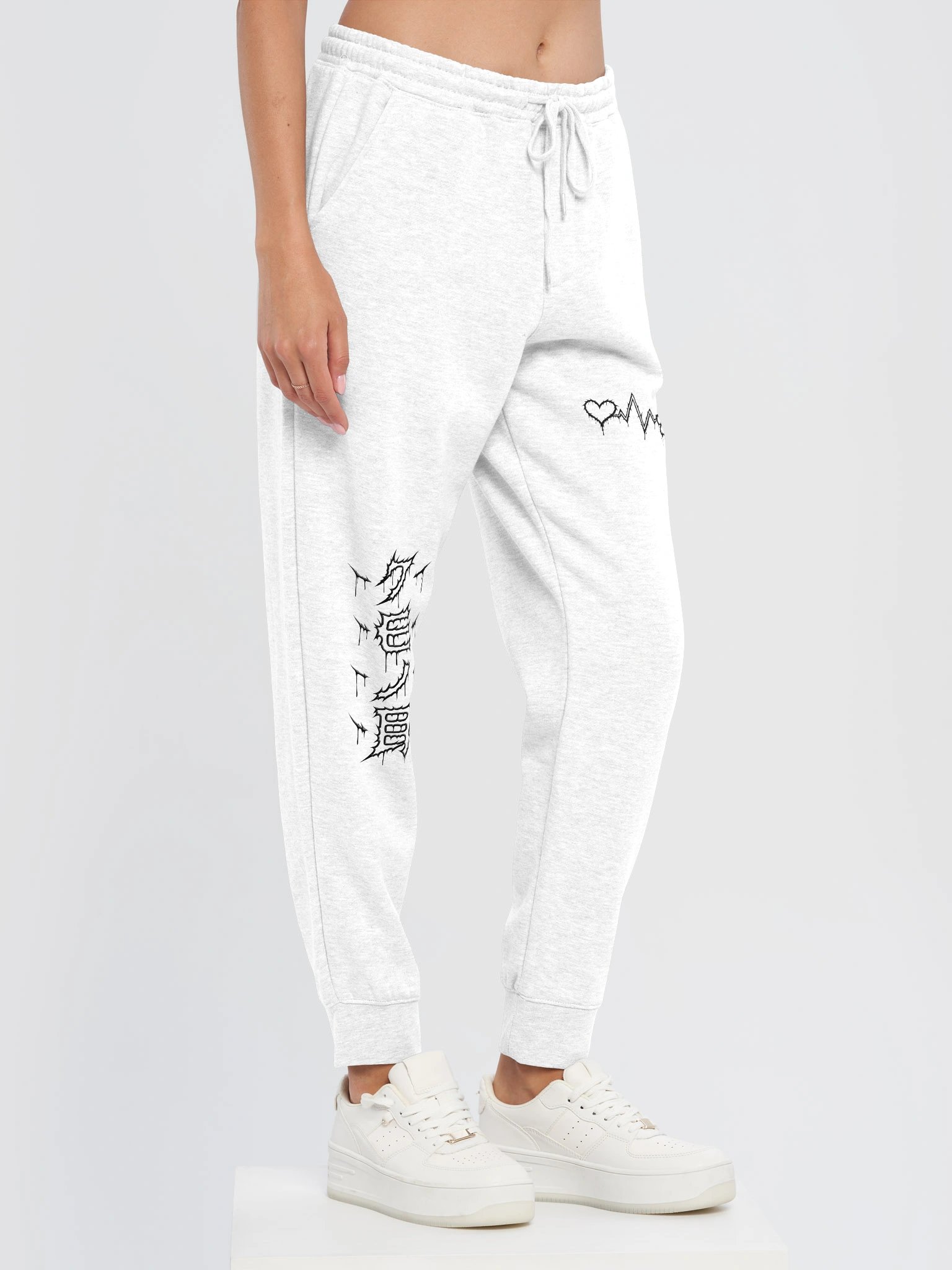 MooMoo Heart-Paw Sweatpants (Black Metal Outline) product image (3)