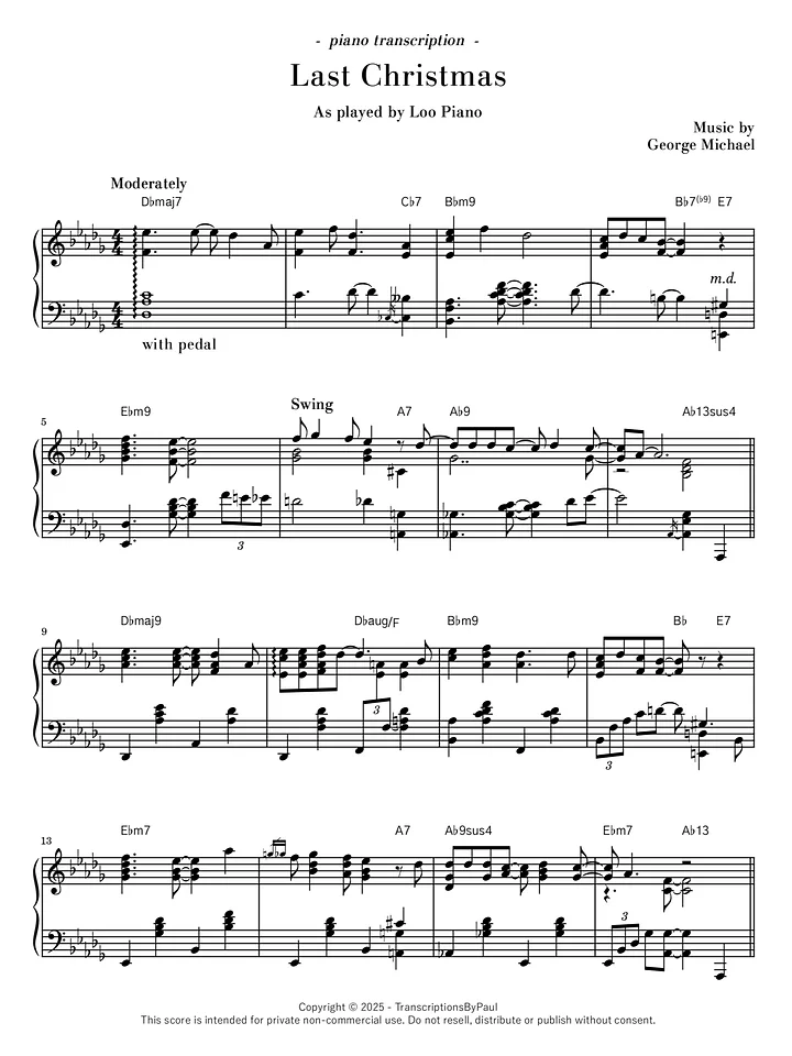 Last Christmas - Loo Piano product image (1)