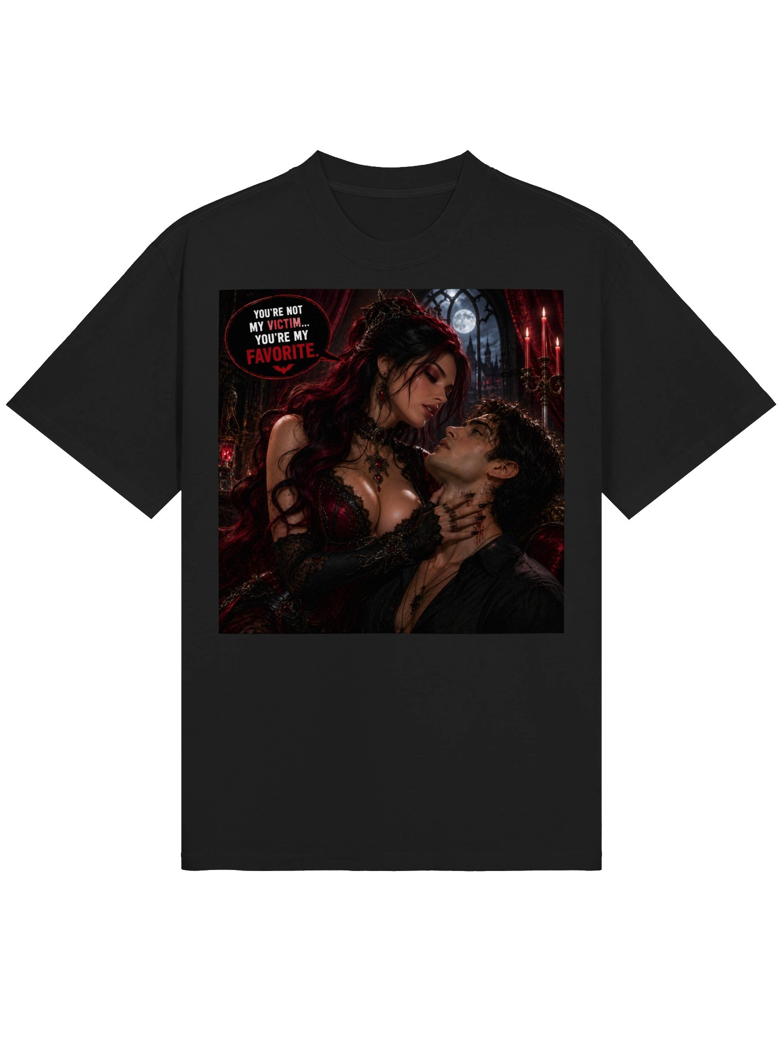 Unisex Gothic Vampire T-Shirt – You’re Not My Victim, You’re My Favorite | Oversized Dark Romance product image (2)