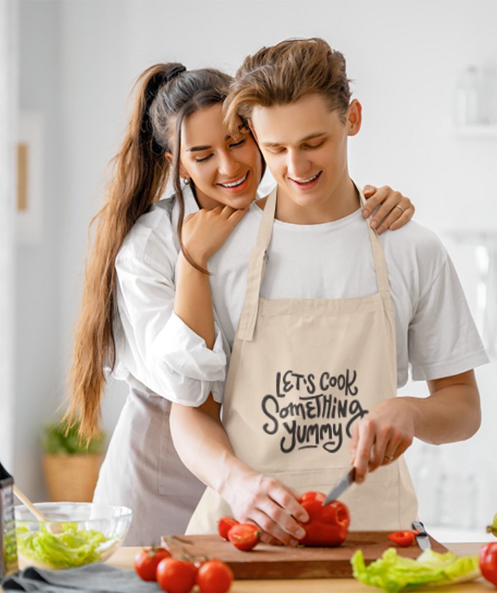 Let’s Cook Something Yummy Apron – Organic Cotton Kitchen Gift product image (2)