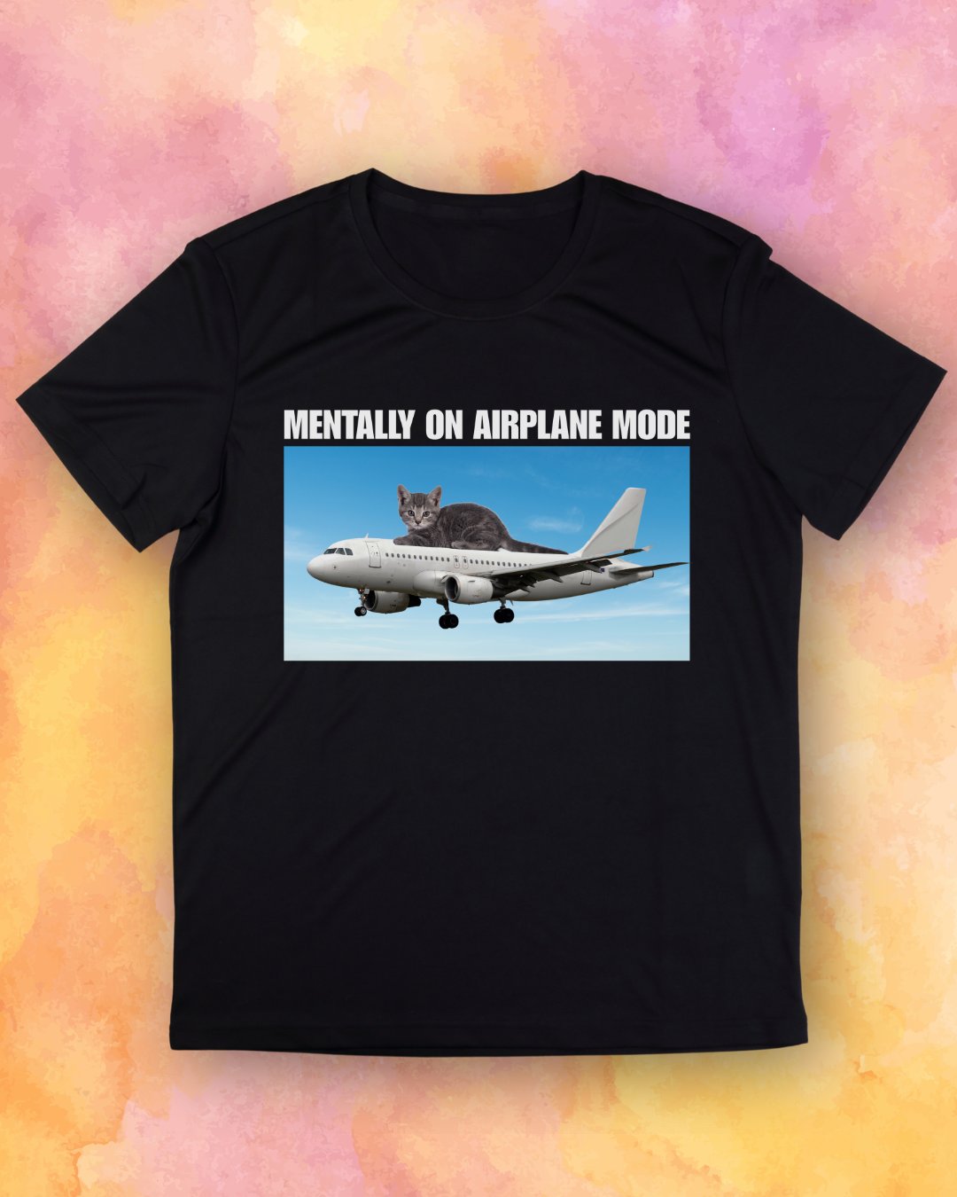 Mentally on Airplane Mode Cat - T-Shirt product image (1)