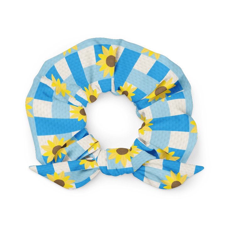 Sunflower Gingham Pattern-Blue Background Scrunchie product image (2)