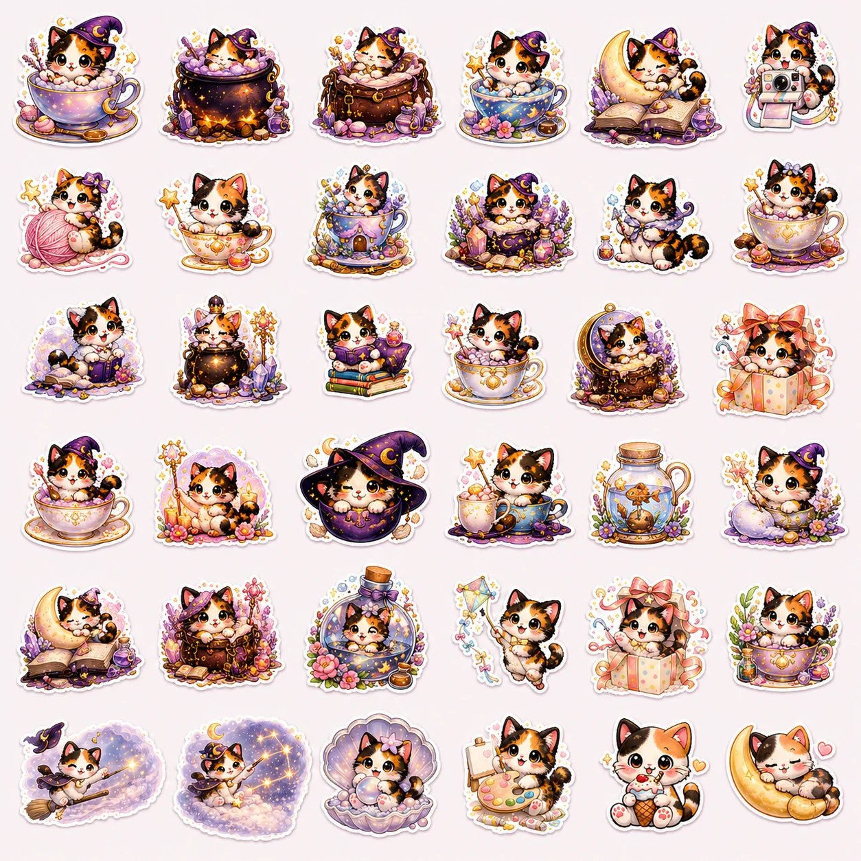 30 Kawaii Calico Kitten Stickers product image (4)