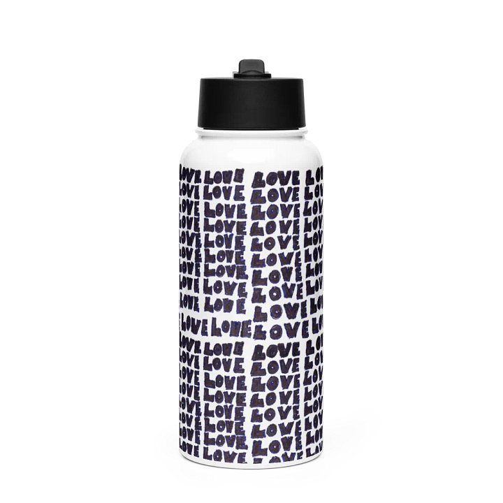 Love Stainless Steel Water Bottle with a Straw Lid in White product image (1)
