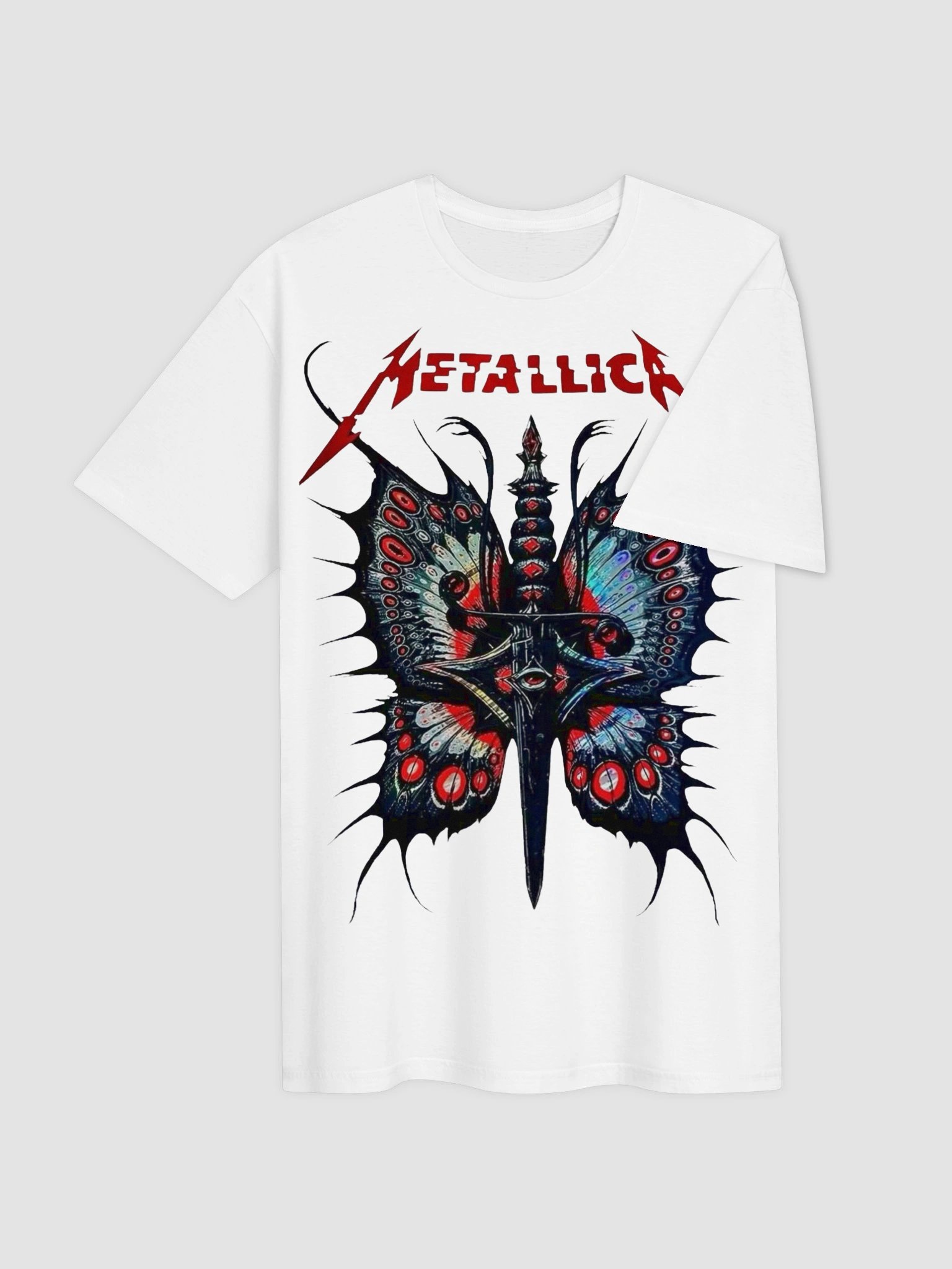 Metallica Butterfly Dagger T-Shirt | Moth Into Flame Graphic Tee | Hardwired to Self-Destruct Collector Band Shirt product image (3)