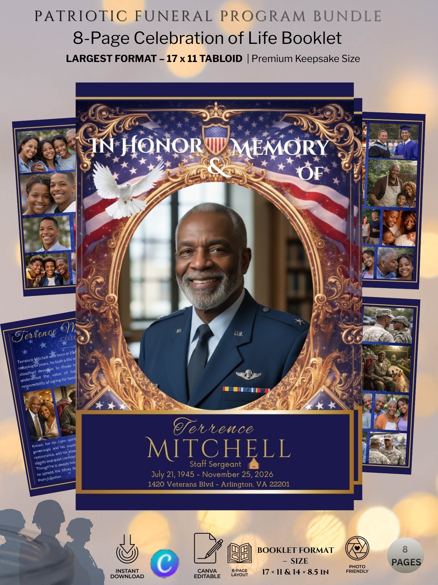 Patriotic Veteran & First Responder Funeral Program Bundle | 5-Piece Memorial Set product image (2)