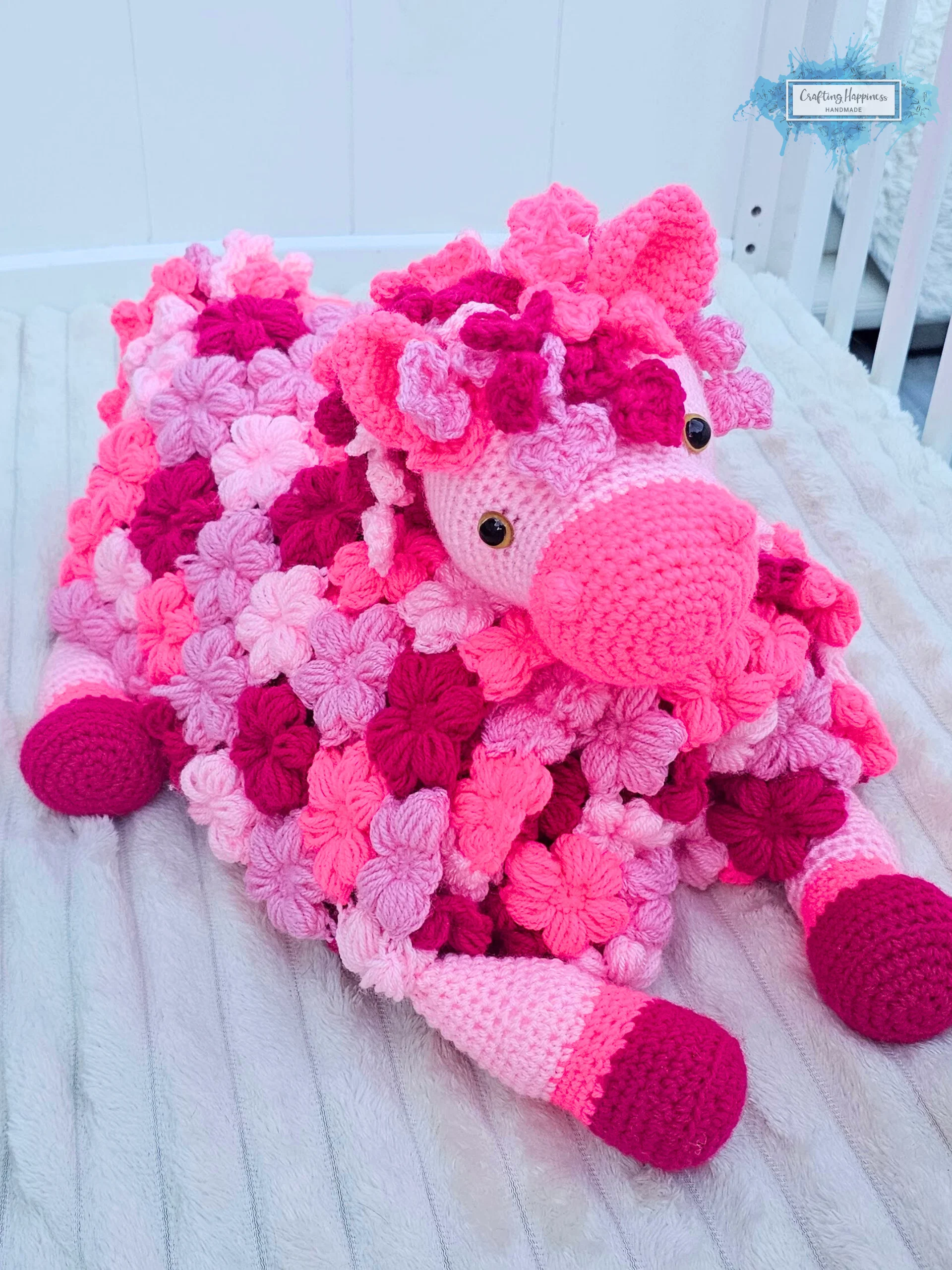 Pink Pony Baby Blanket Crochet Pattern | Folding Farm Horse Toy (PDF) product image (5)