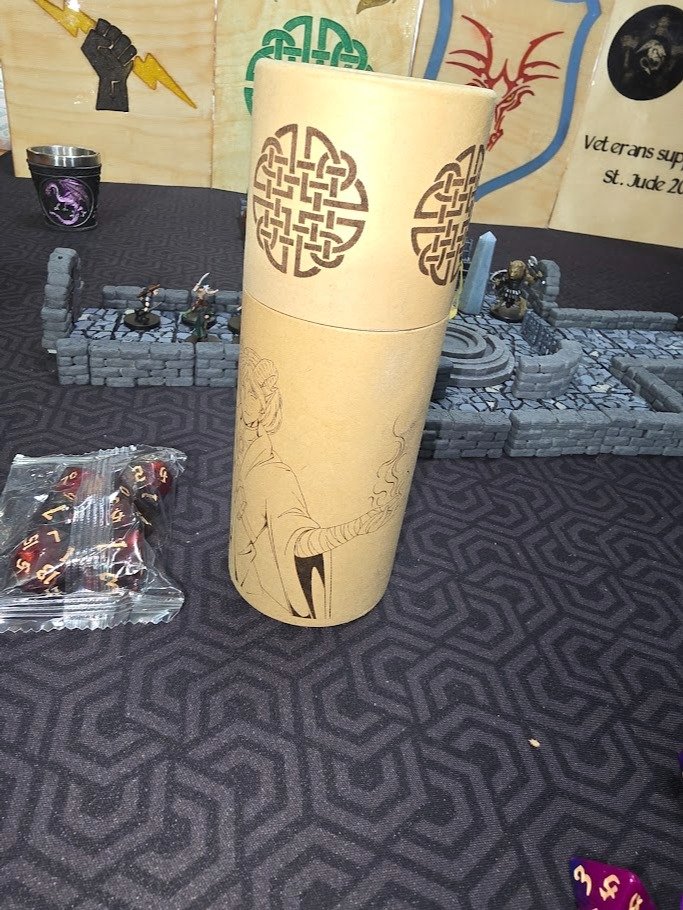 Tiefling Mage Dice Tube with set of dice. product image (2)