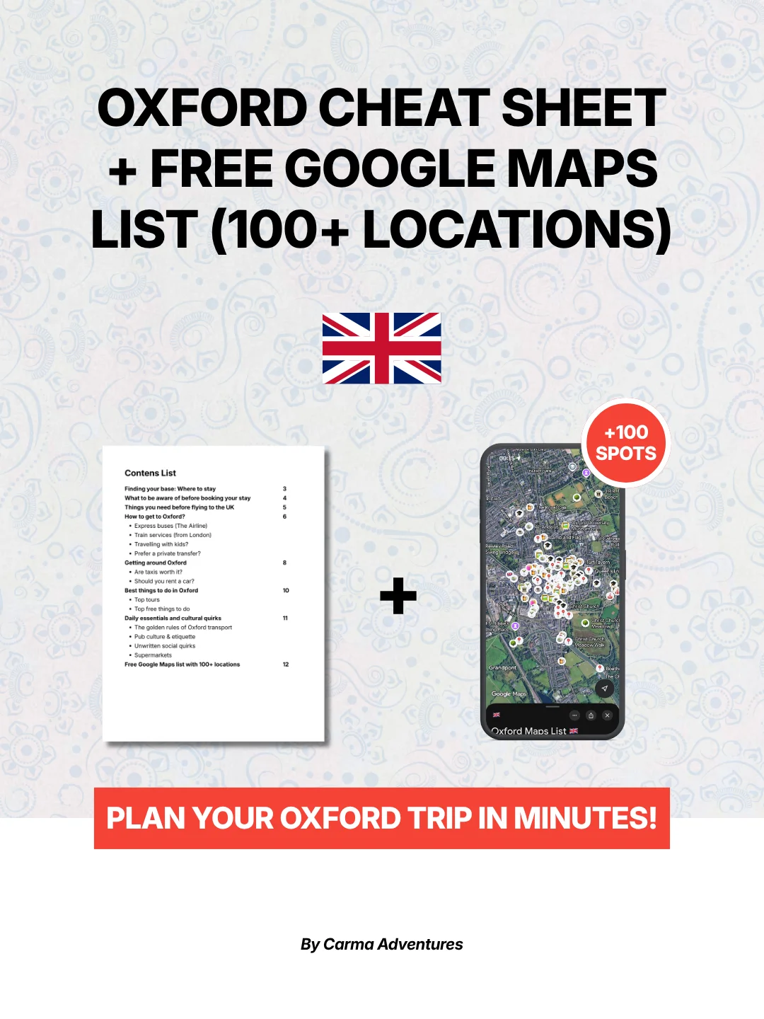 Oxford Cheat Sheet + Free Google Maps List (100+ LOCATIONS) product image (1)