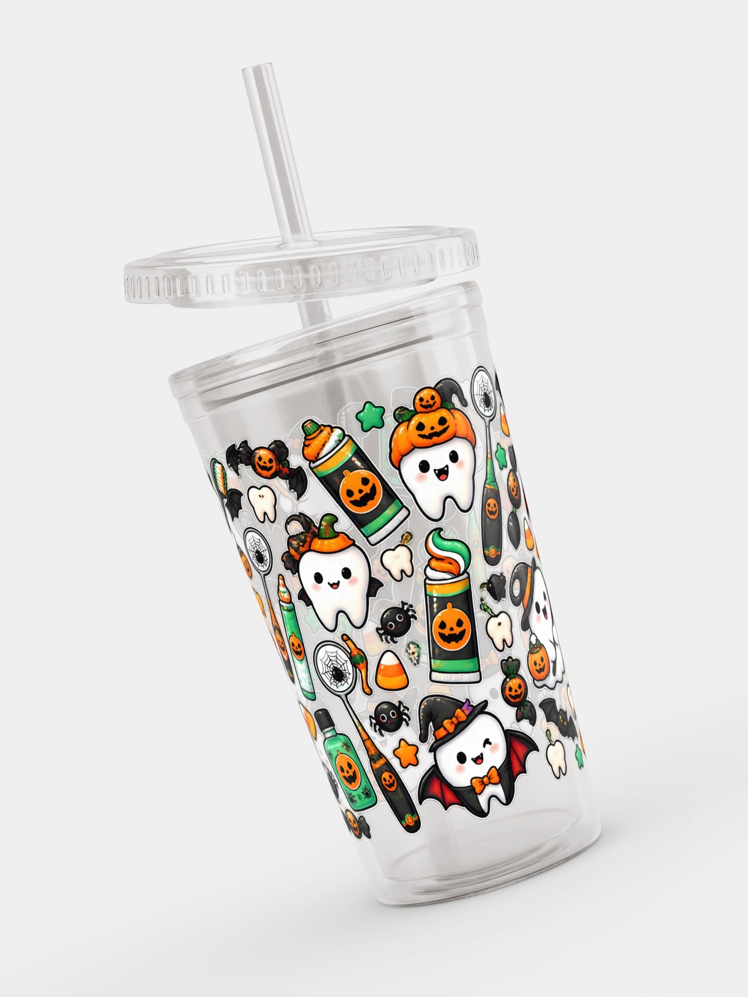 Halloween X Dentist Vibes Clear Dual Wall Tumbler 16 Oz (473 ml) product image (4)