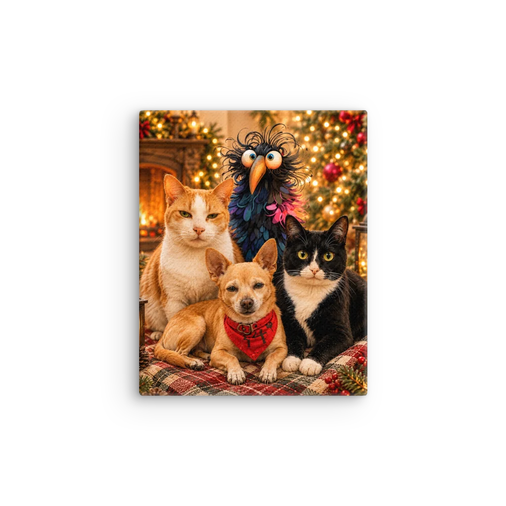 Cozy Christmas Pets Canvas Wall Art product image (1)
